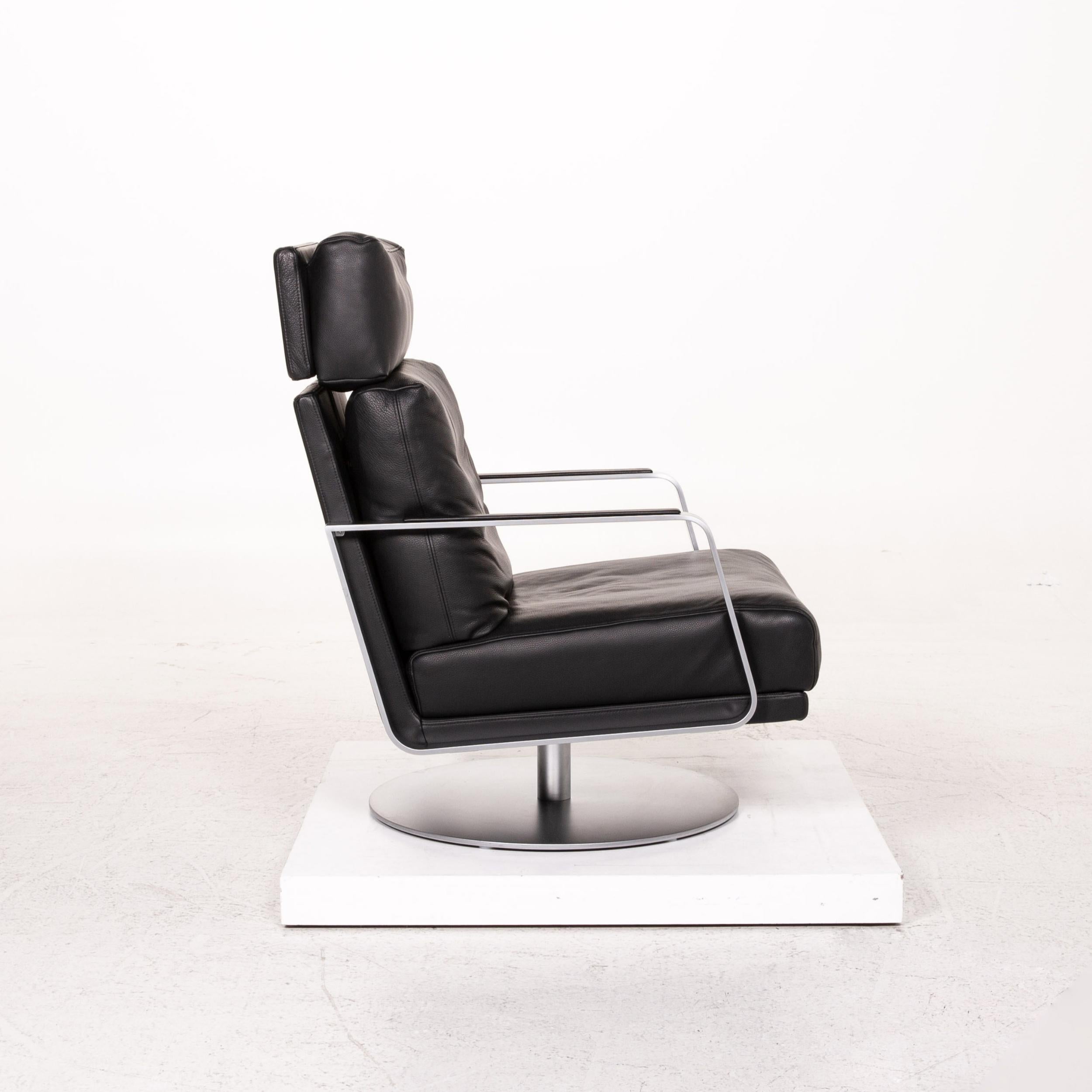 Rolf Benz 345 Black Armchair Leather For Sale 3