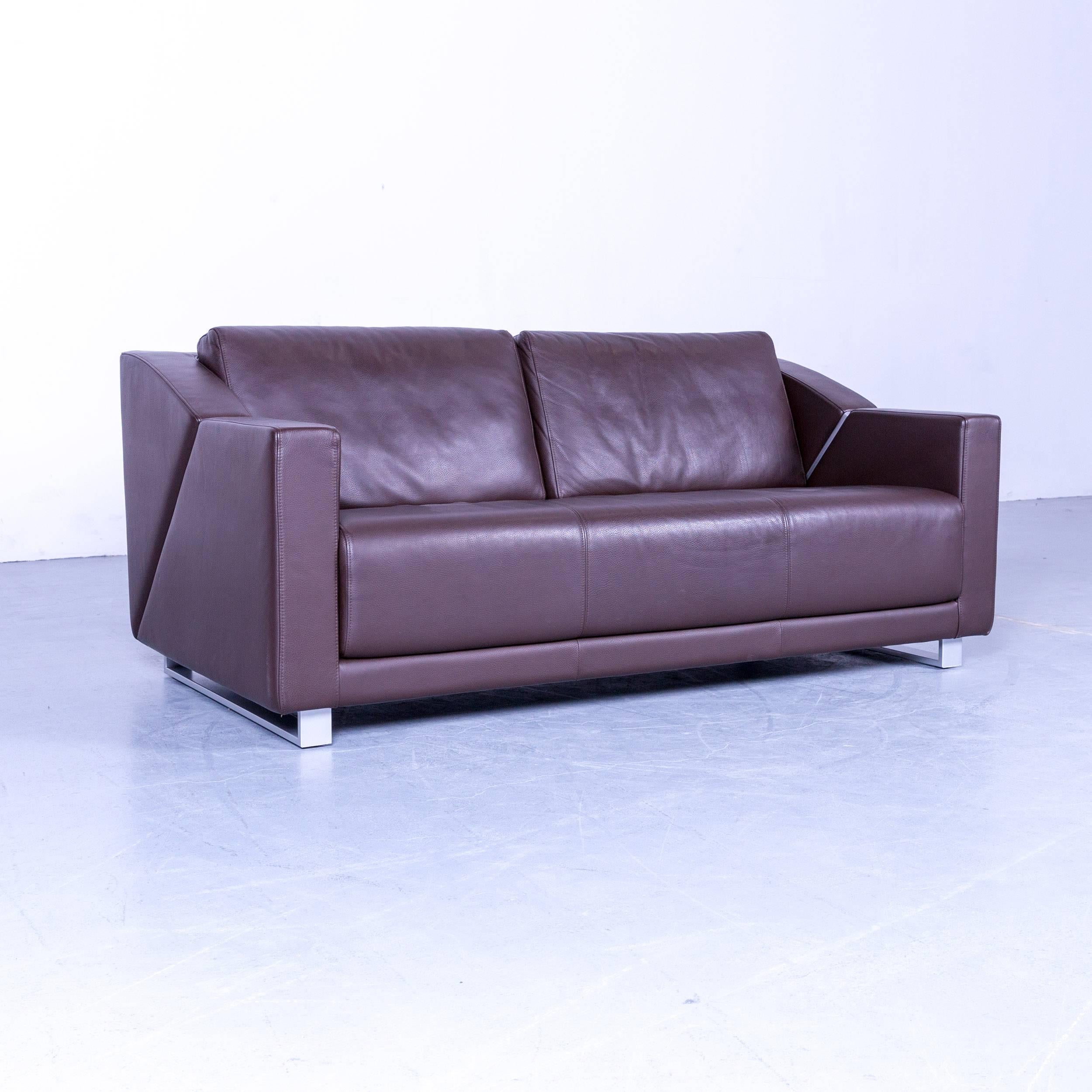 Rolf Benz 350 designer sofa brown two-seat leather made in Germany.