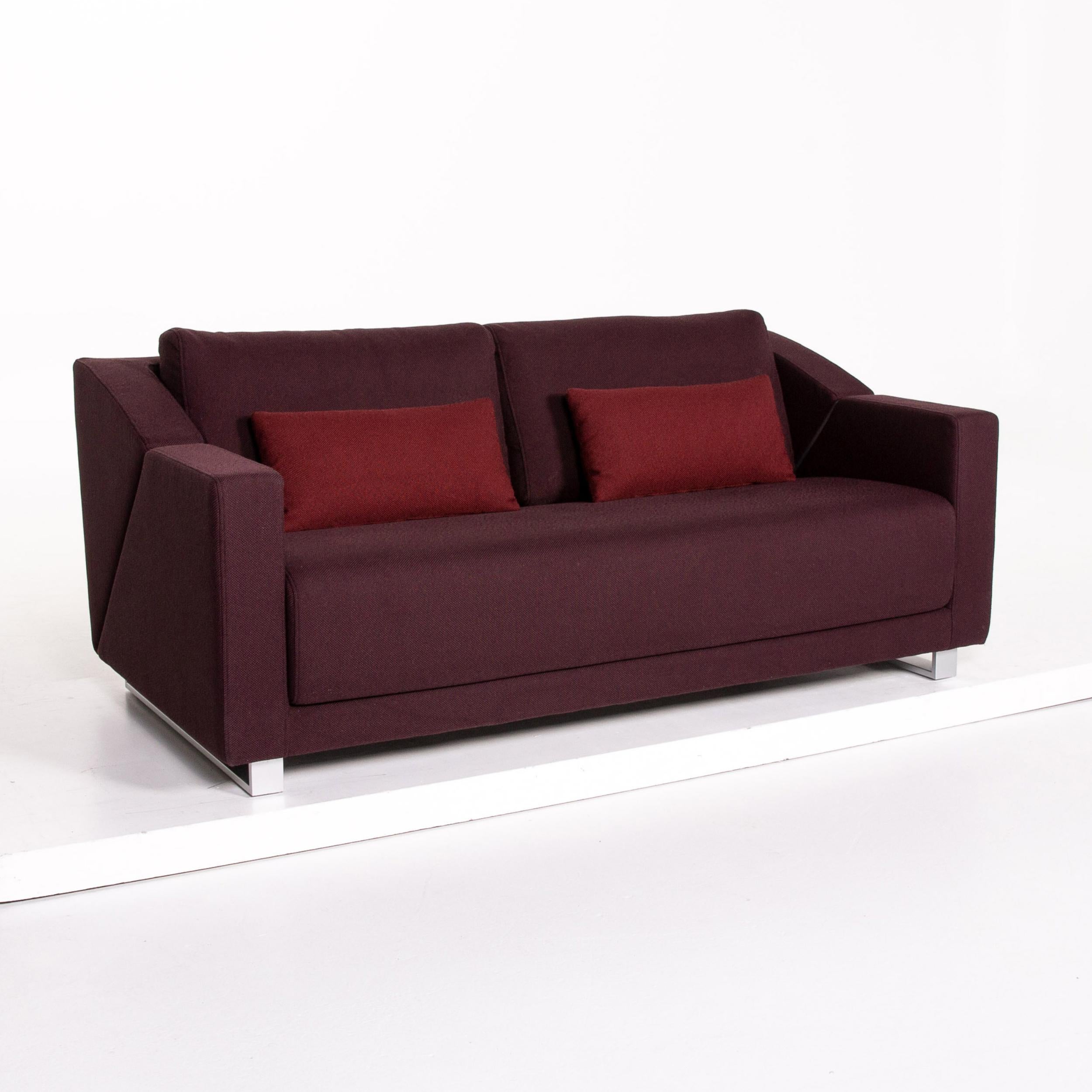 Modern Rolf Benz 350 Fabric Sofa Aubergine Violet Three-Seat Couch For Sale