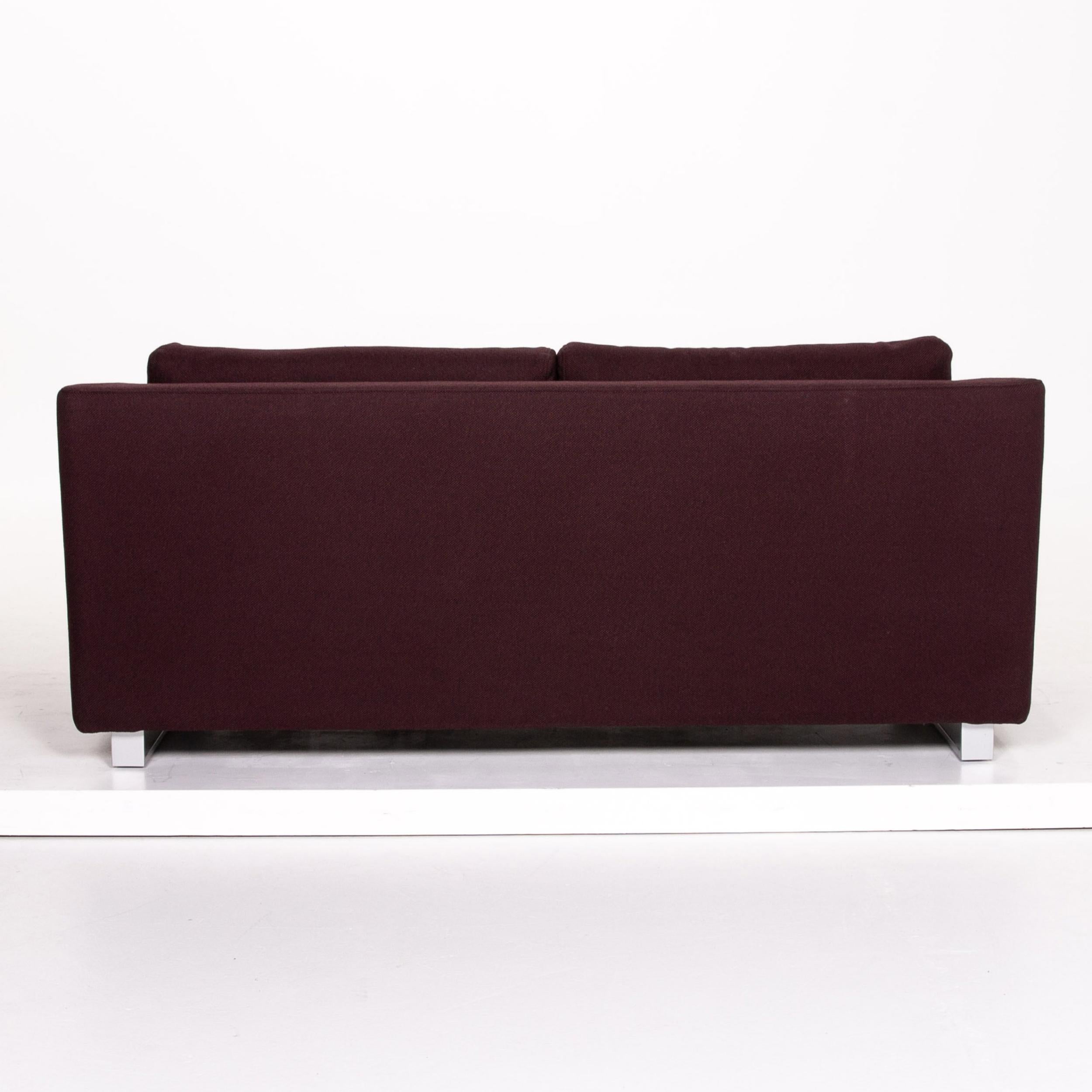 Contemporary Rolf Benz 350 Fabric Sofa Aubergine Violet Three-Seat Couch For Sale
