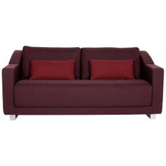 Rolf Benz 350 Fabric Sofa Aubergine Violet Three-Seat Couch