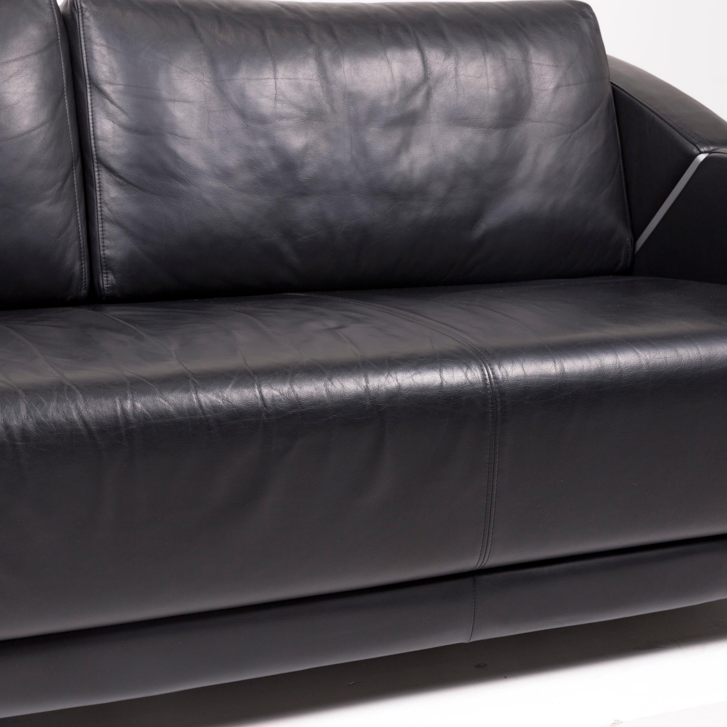 We bring to you a Rolf Benz 350 leather sofa set black three-seat couch.
    
 

 Product measurements in centimeters:
 

Depth 90
Width 193
Height 78
Seat-height 43
Rest-height 58
Seat-depth 50
Seat-width 165
Back-height 40.