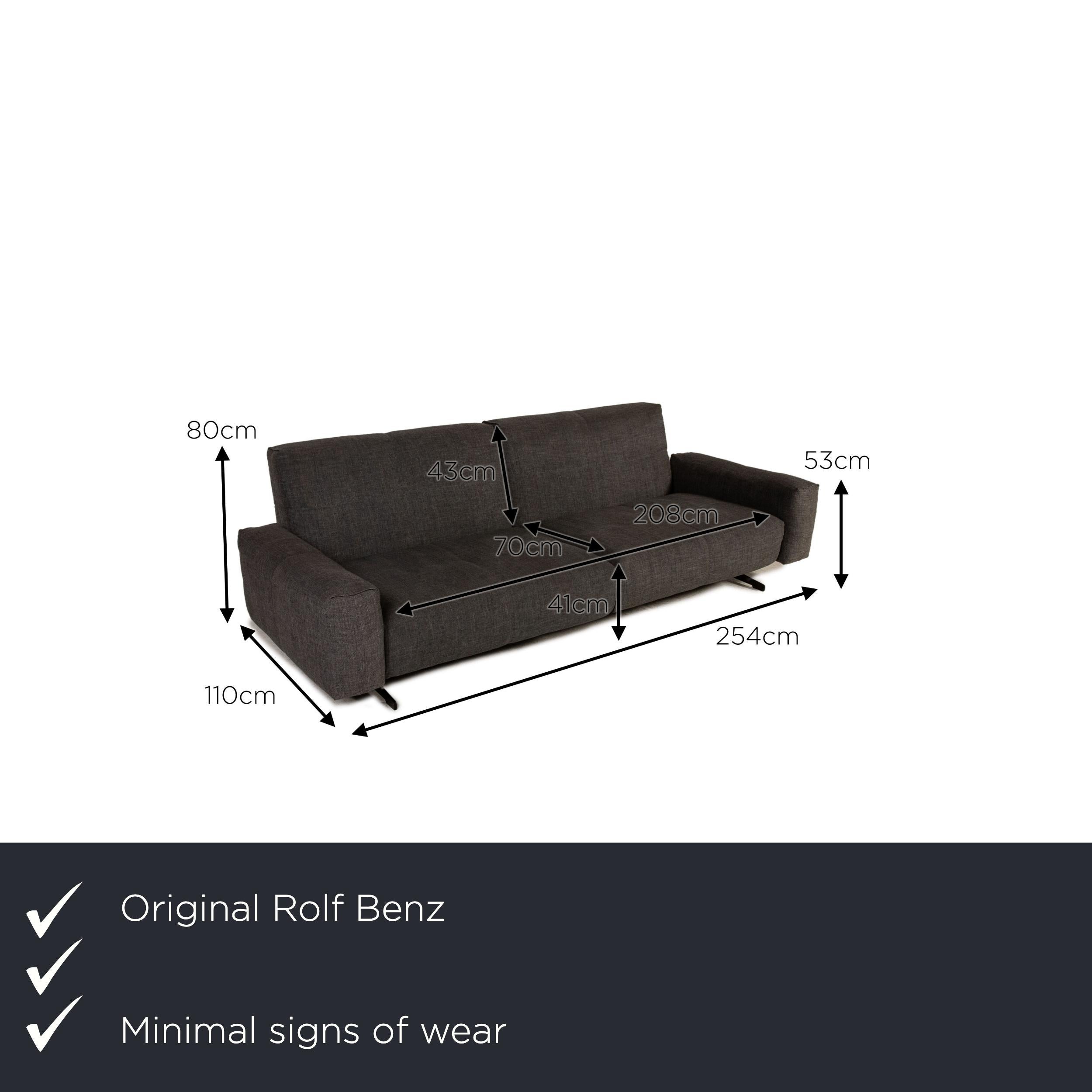 We present to you a Rolf Benz 50 fabric sofa gray four-seater couch relaxation function.

Product measurements in centimeters:

depth: 110
width: 254
height: 80
seat height: 41
rest height: 53
seat depth: 70
seat width: 208
back height: