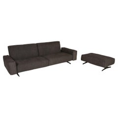 Rolf Benz 50 Fabric Sofa Set Gray 1x Four-Seater 1x Stool Relaxation Function