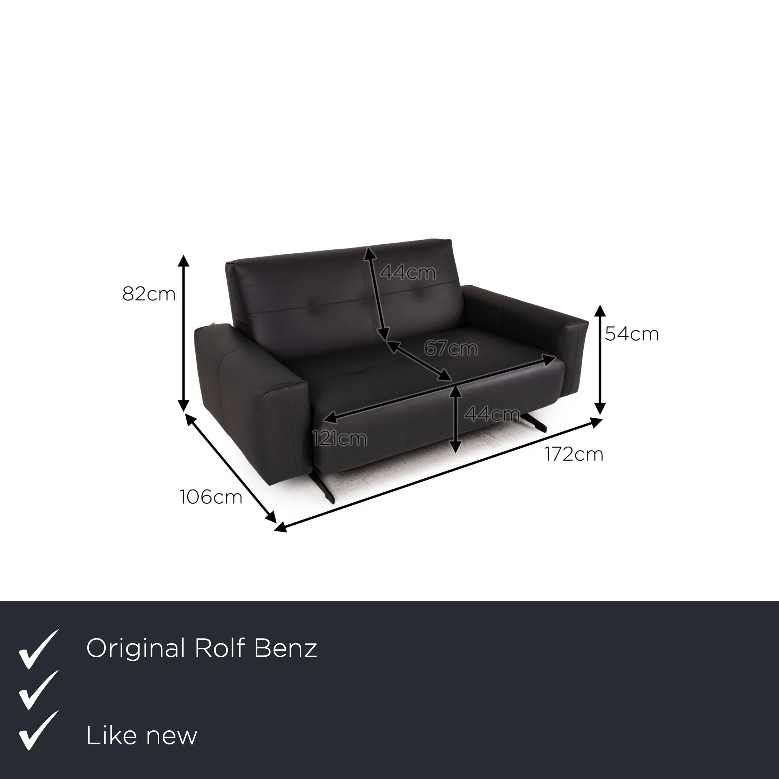 We present to you a Rolf Benz 50 leather sofa black two-seater couch.

Product measurements in centimeters:

depth: 106
width: 172
height: 82
seat height: 44
rest height: 54
seat depth: 67
seat width: 121
back height: 44.

 