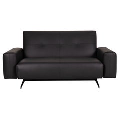 Rolf Benz 50 Leather Sofa Black Two-Seater Couch