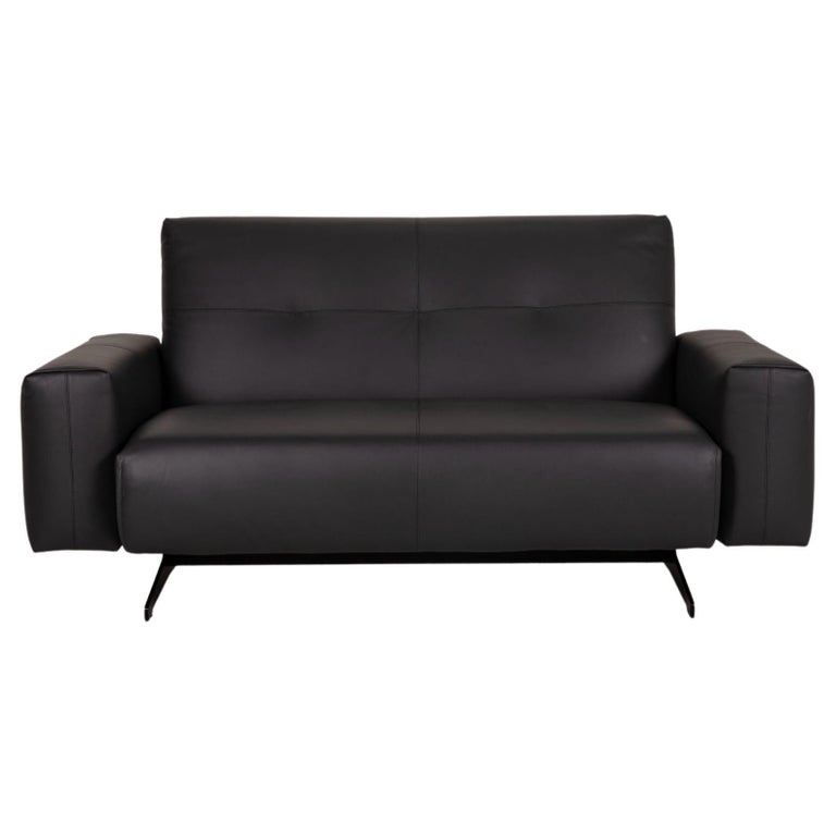 Rolf Benz 50 Leather Sofa Black TwoSeater Couch For Sale at 1stDibs