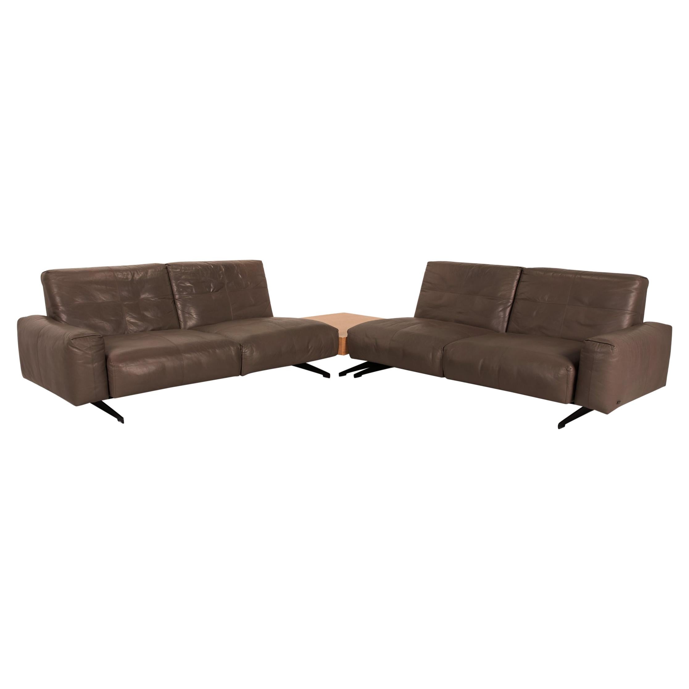 Rolf Benz 50 Leather Sofa Brown Corner Sofa Couch For Sale