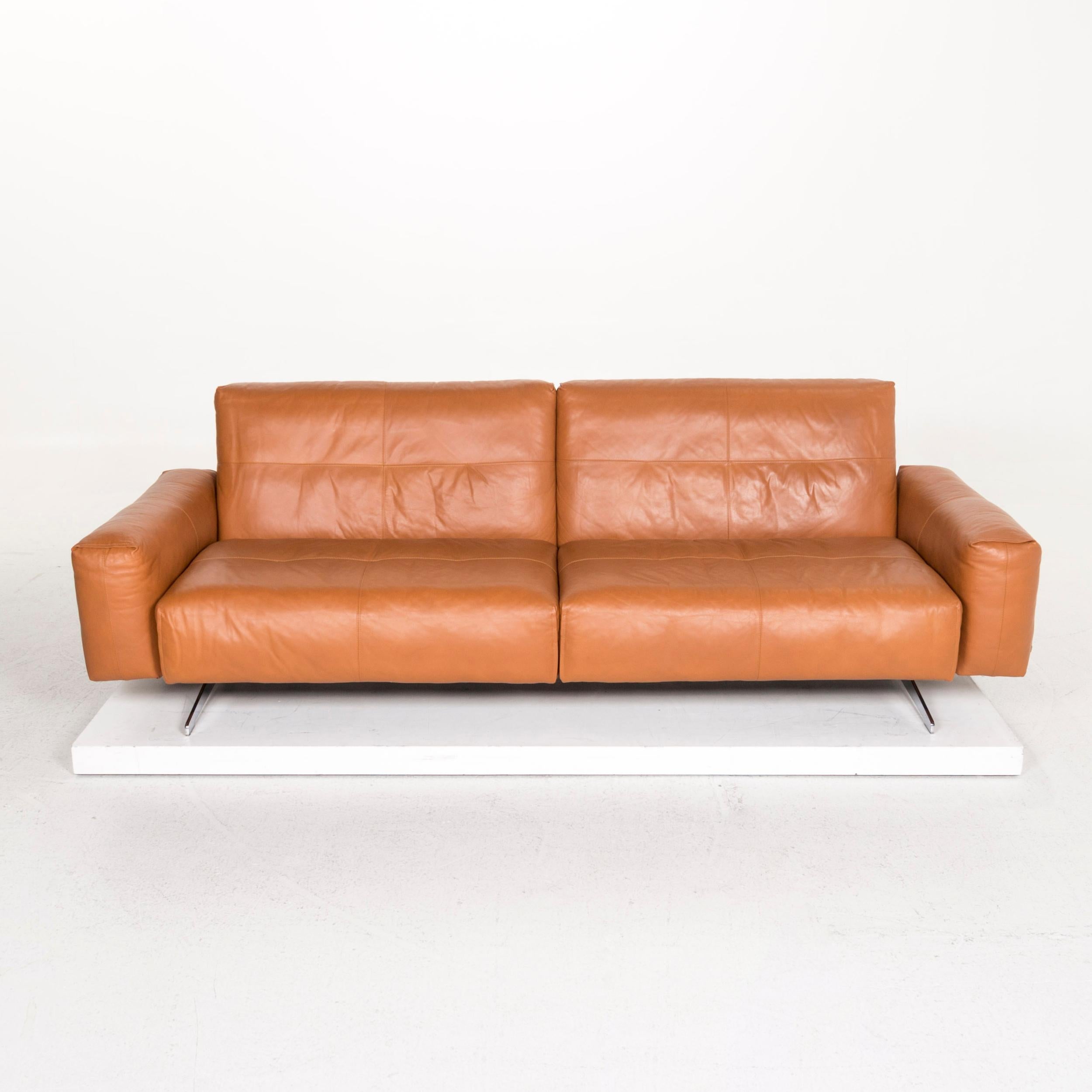 Rolf Benz 50 Leather Sofa Cognac Brown Three-Seat Couch at 1stDibs