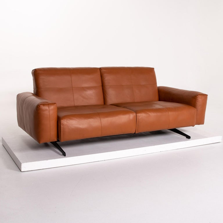 Rolf Benz 50 Leather Sofa Cognac Brown Three Seat Function Couch For Sale At 1stdibs