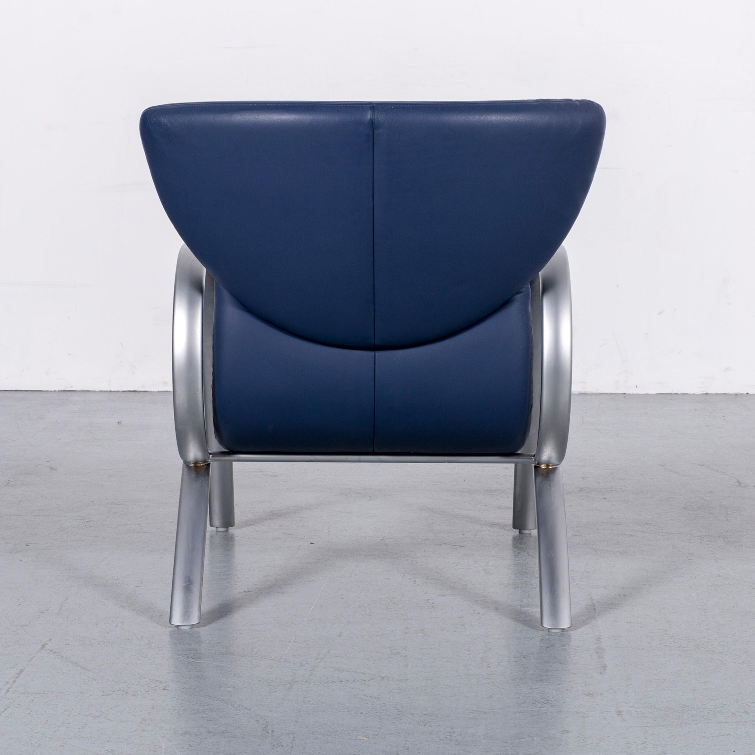 Rolf Benz 515 Designer Leather Armchair Blue One-Seat 2