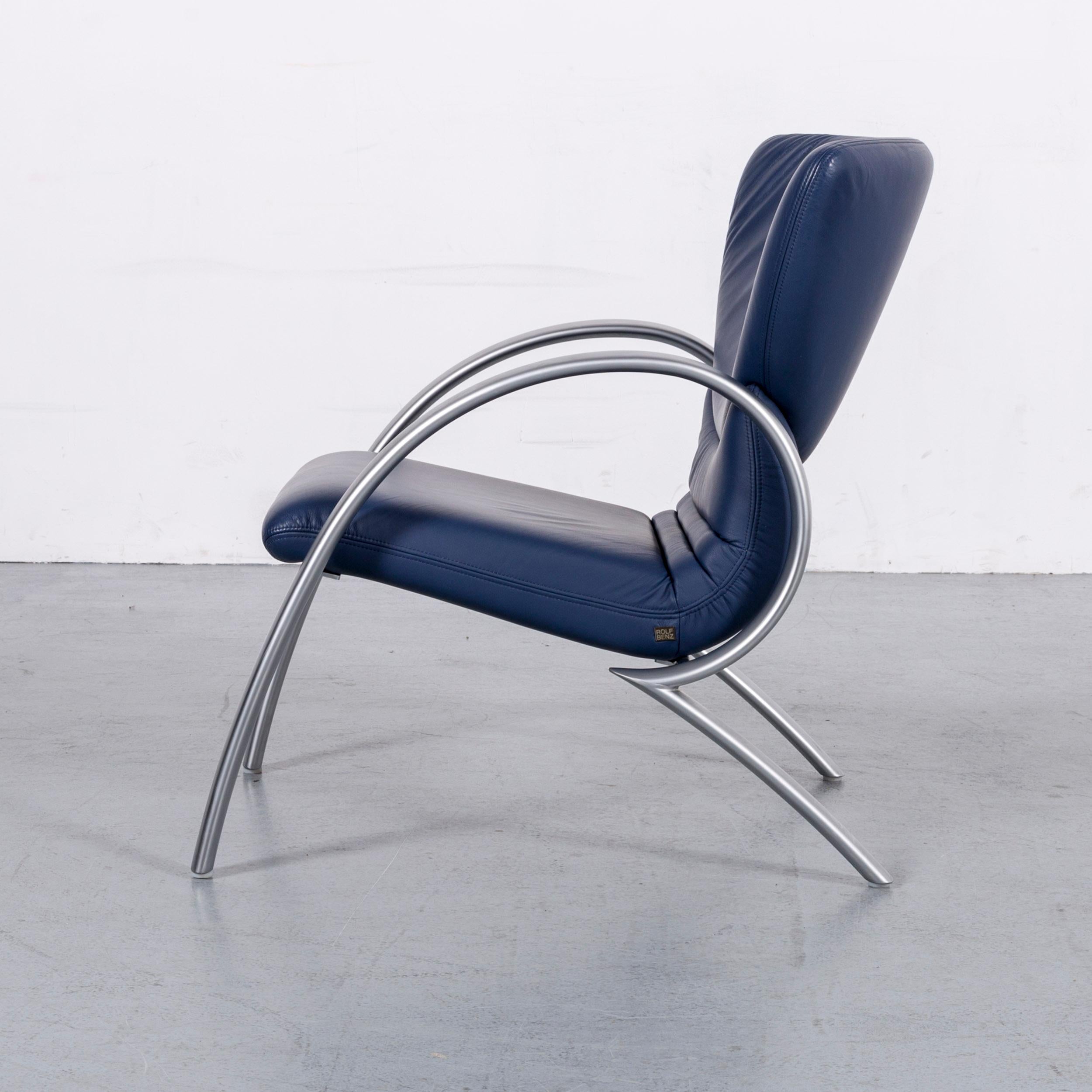 Rolf Benz 515 Designer Leather Armchair Blue One-Seat 3