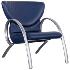 Rolf Benz 515 Designer Leather Armchair Blue One-Seat