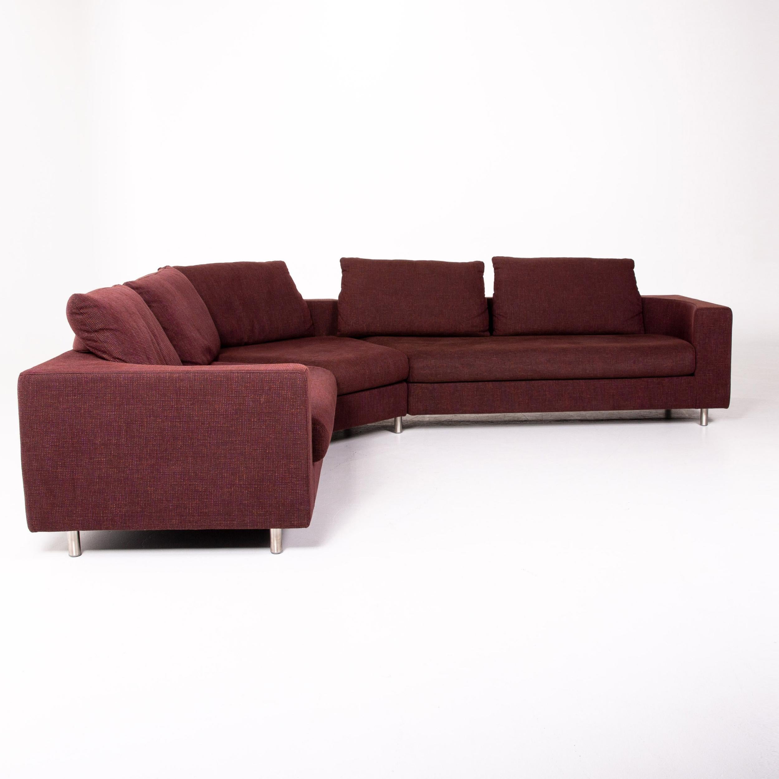 Rolf Benz 546 Fabric Corner Sofa Incl. Stool Dark Red Red Sofa Couch For Sale 3