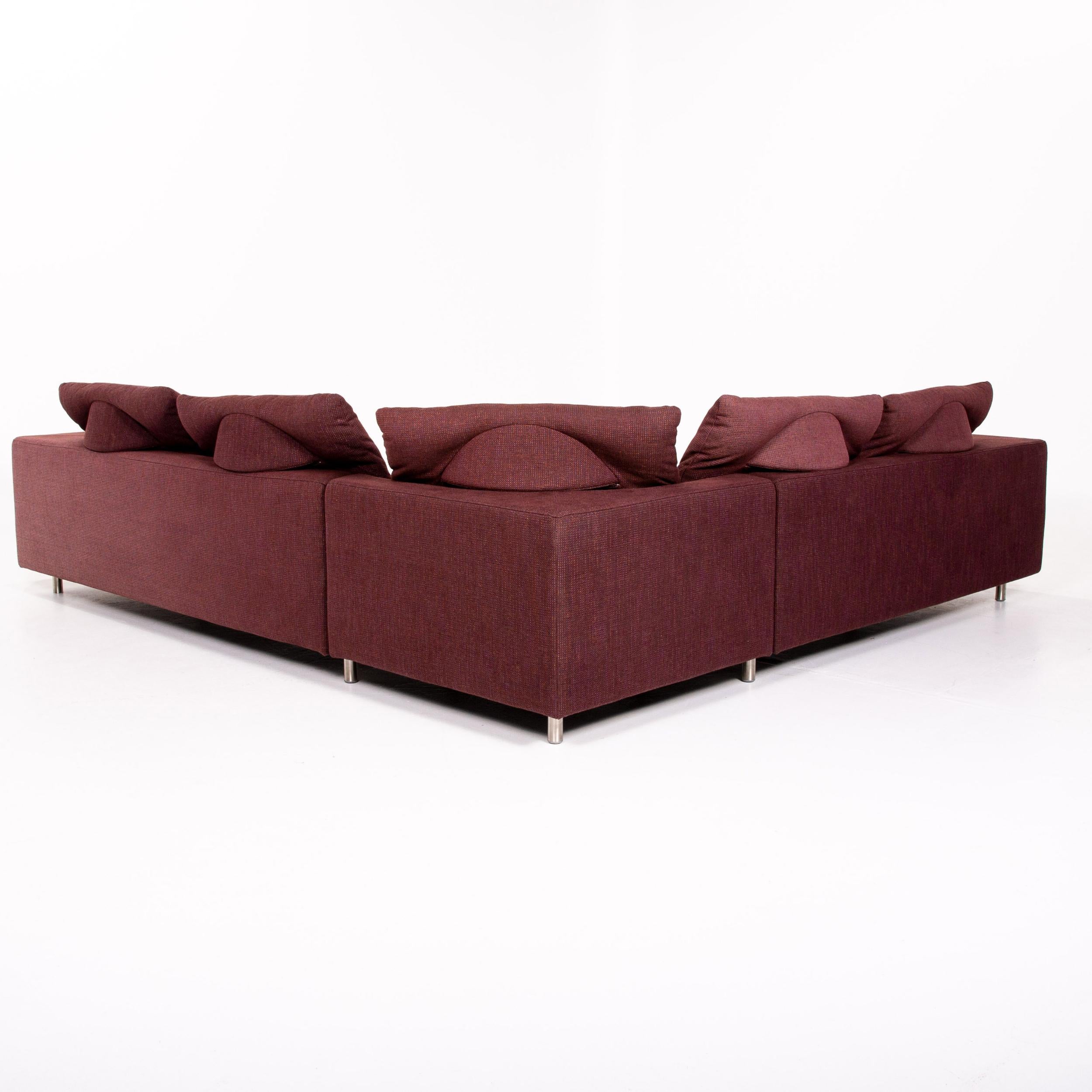 Rolf Benz 546 Fabric Corner Sofa Incl. Stool Dark Red Red Sofa Couch For Sale 4