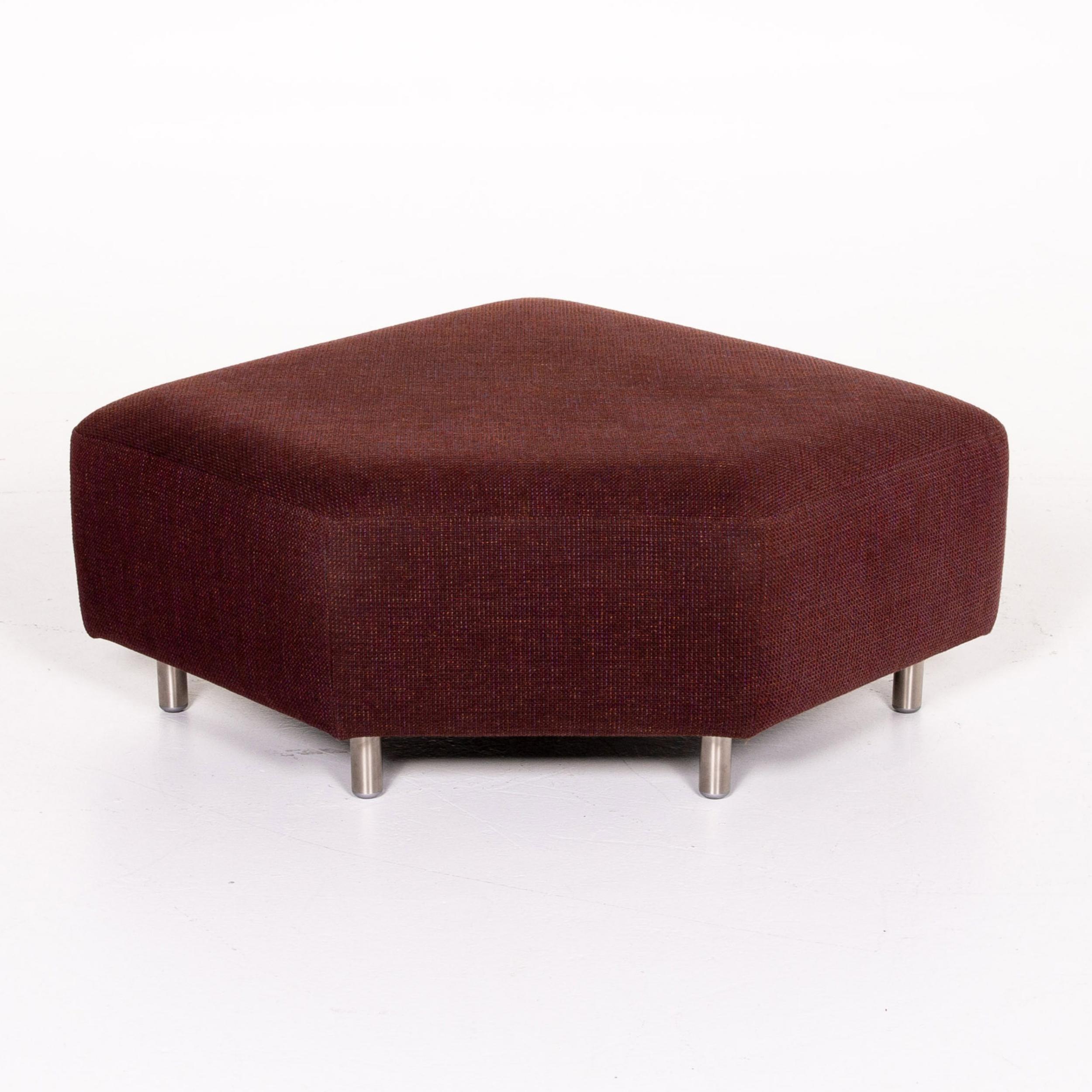 Rolf Benz 546 Fabric Corner Sofa Incl. Stool Dark Red Red Sofa Couch For Sale 6