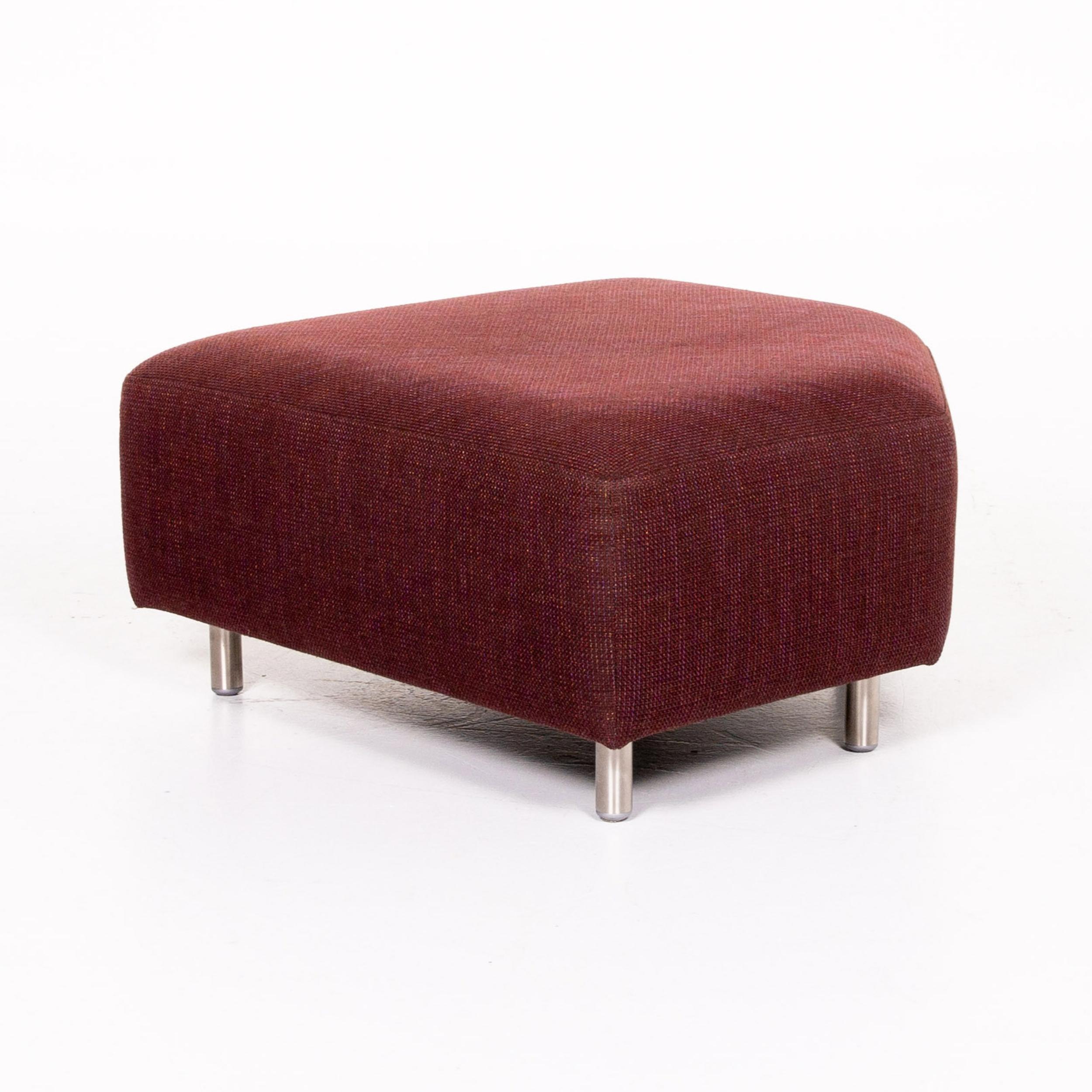 Rolf Benz 546 Fabric Corner Sofa Incl. Stool Dark Red Red Sofa Couch For Sale 7