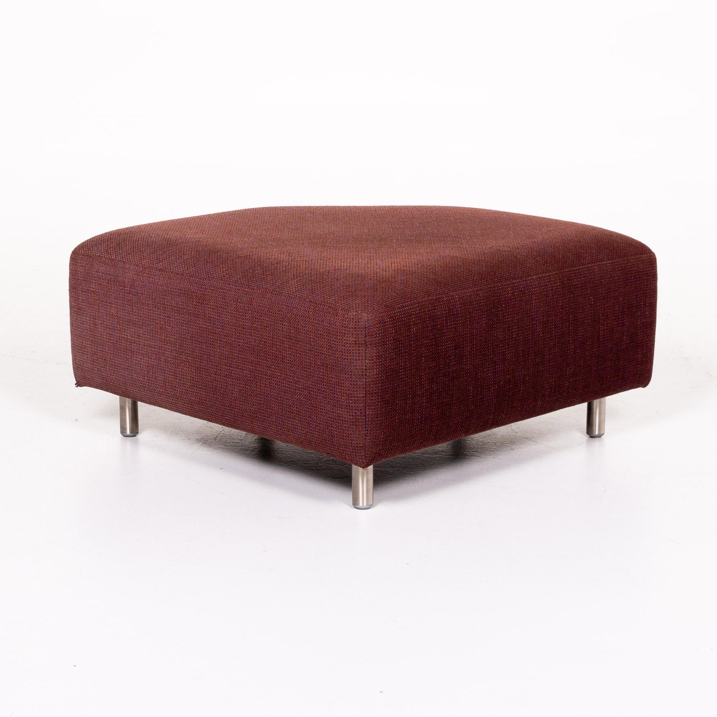 Rolf Benz 546 Fabric Corner Sofa Incl. Stool Dark Red Red Sofa Couch For Sale 8