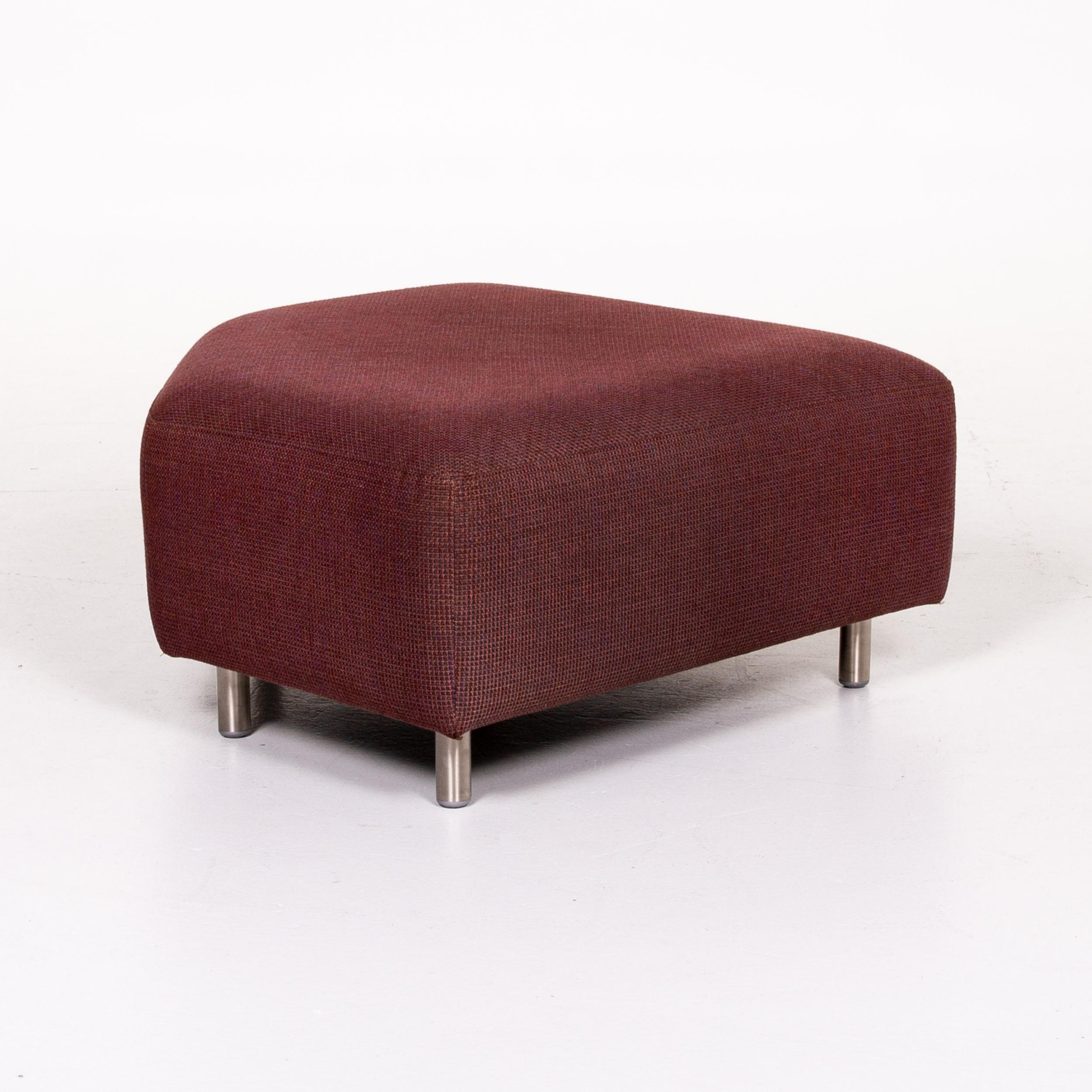 Rolf Benz 546 Fabric Corner Sofa Incl. Stool Dark Red Red Sofa Couch For Sale 9