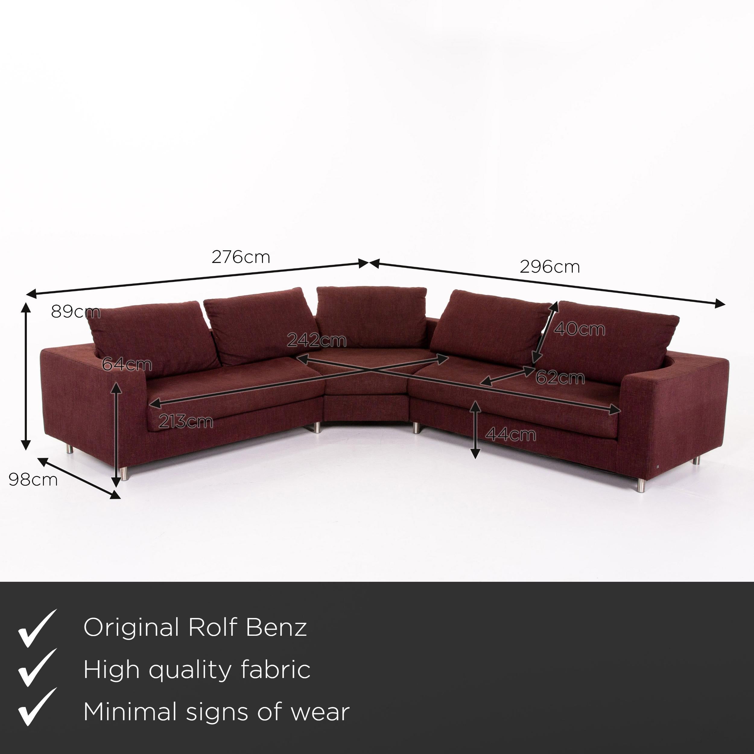 We present to you a Rolf Benz 546 fabric corner sofa incl. stool dark red red sofa couch.
 

 Product measurements in centimeters:
 

Depth 98
Width 276
Height 85
Seat height 44
Rest height 64
Seat depth 62
Seat width 213
Back height