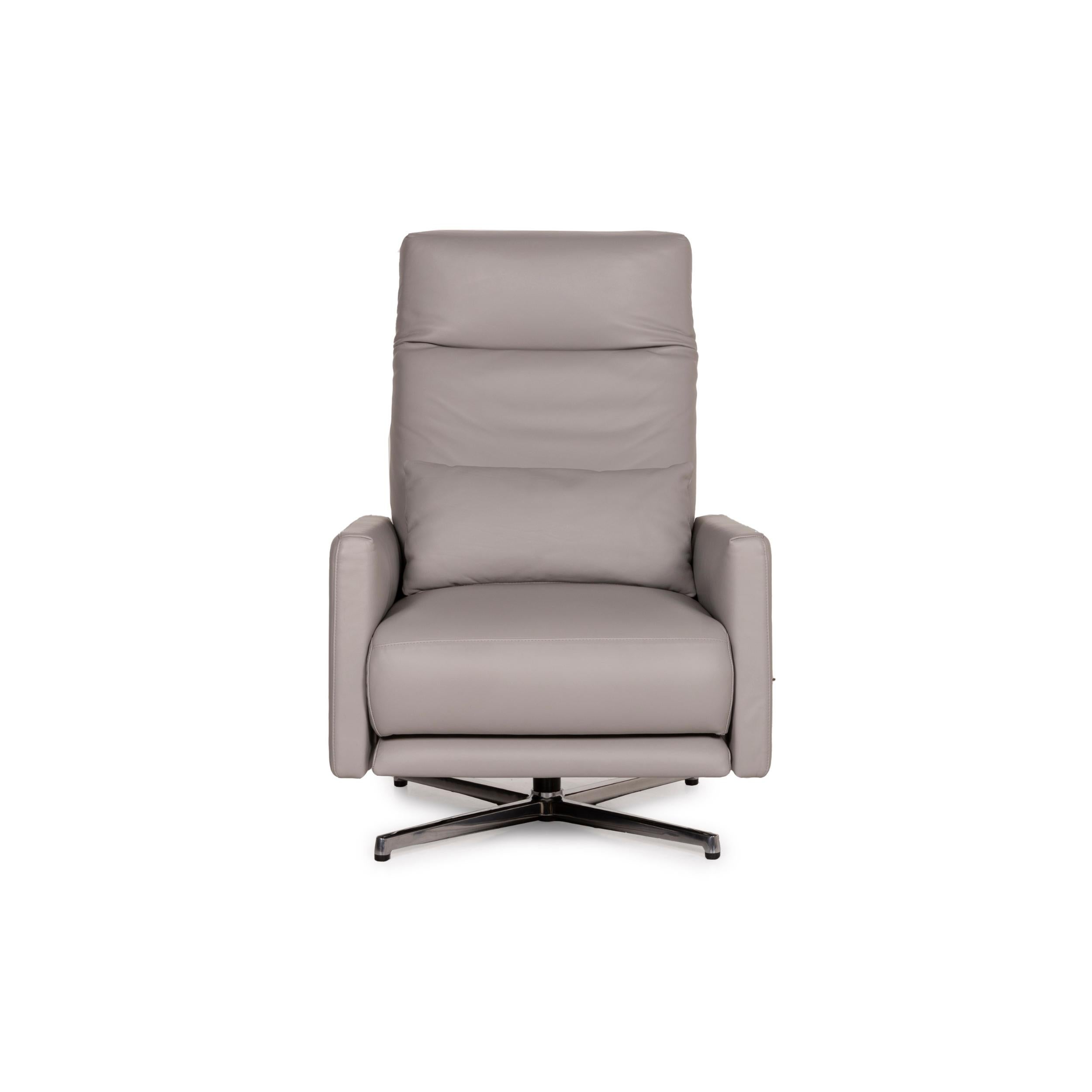Contemporary Rolf Benz 574 Leather Armchair Gray Relax Function