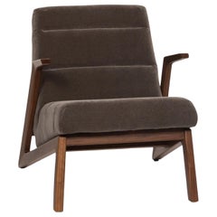 Rolf Benz 580 Velvet Fabric Armchair Gray Chair Wood