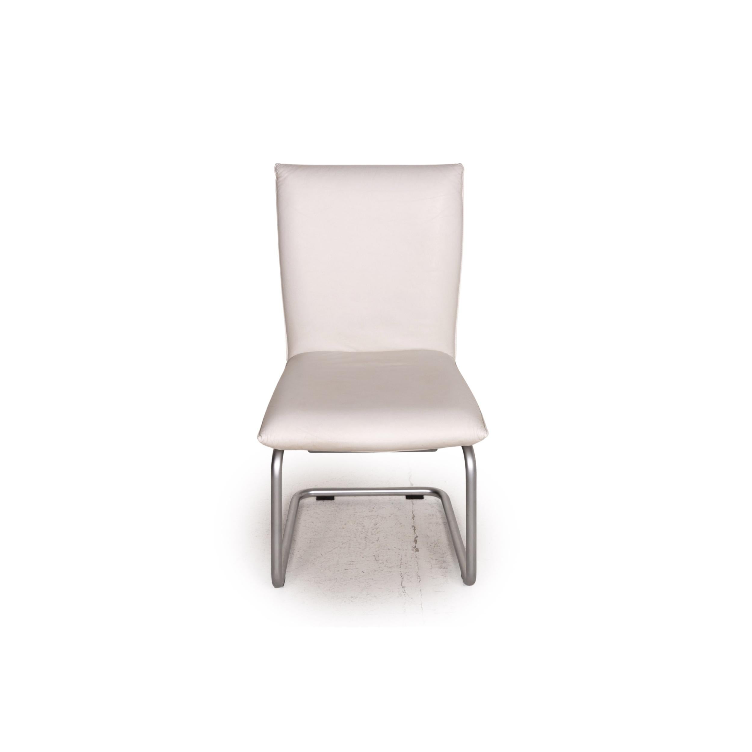 Rolf Benz 620 Leather Chair Cream Cantilever In Good Condition In Cologne, DE