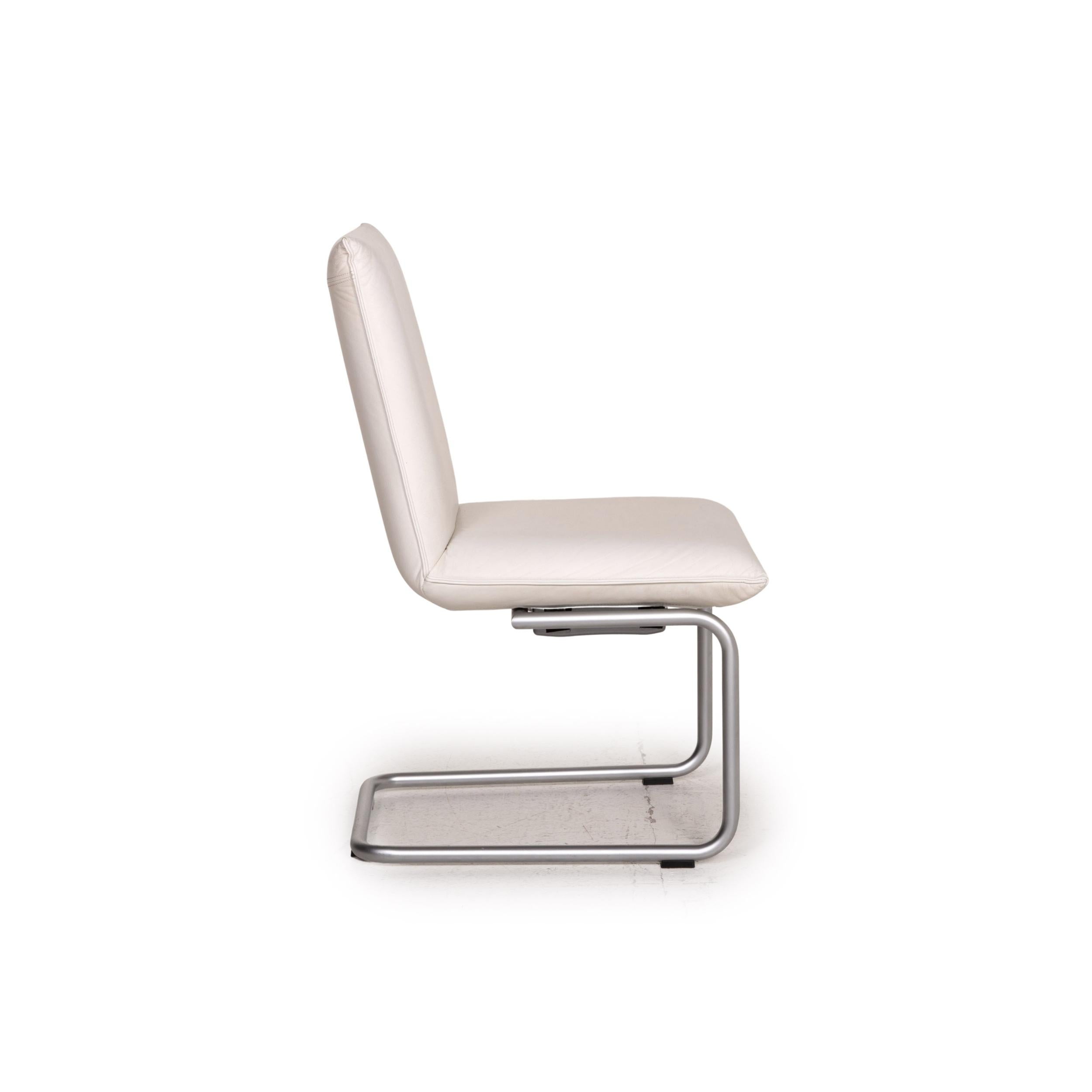 Contemporary Rolf Benz 620 Leather Chair Cream Cantilever