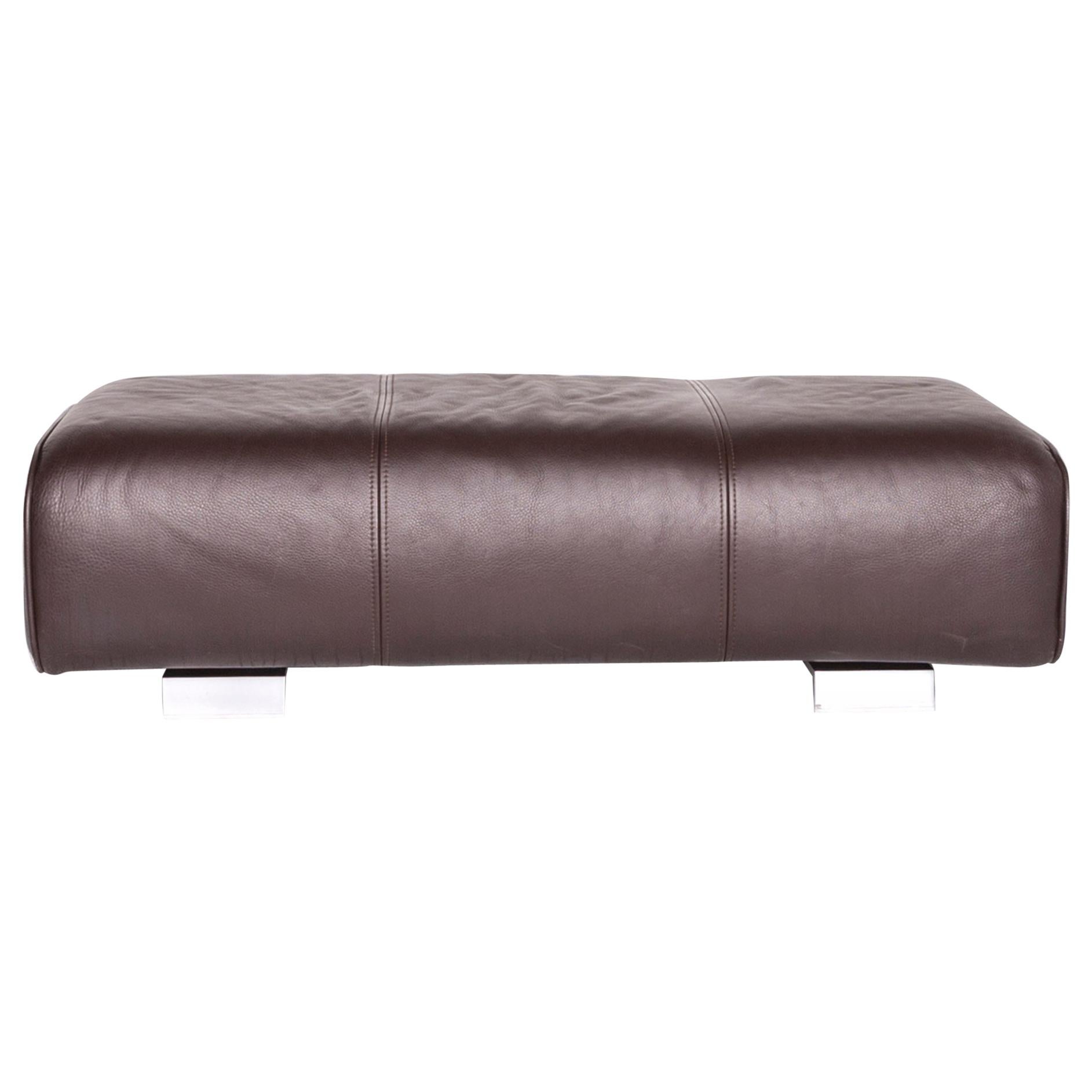 Rolf Benz 6300 Designer Leather Stool Brown For Sale