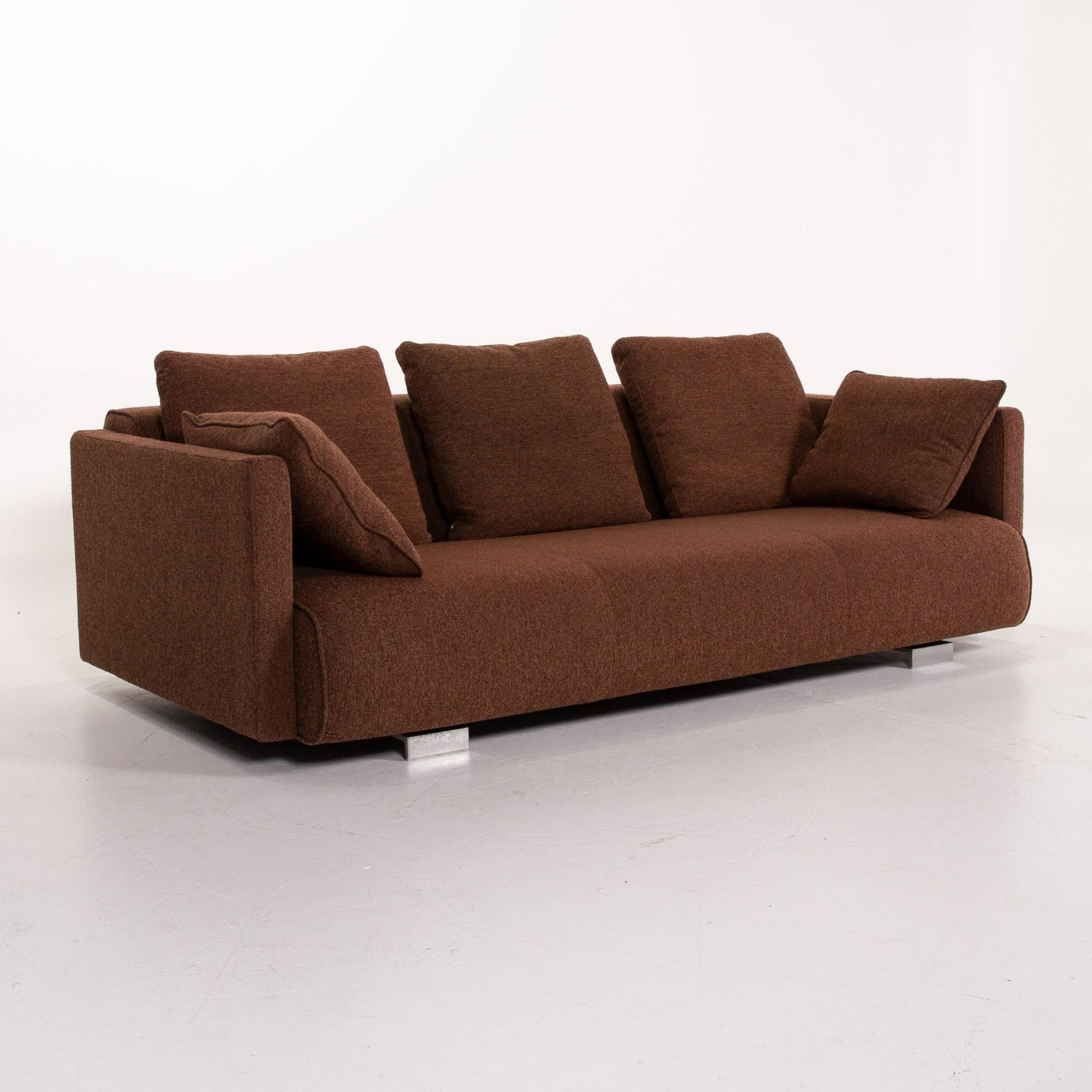 Rolf Benz 6300 Fabric Sofa Brown Three-Seat Couch In Good Condition For Sale In Cologne, DE