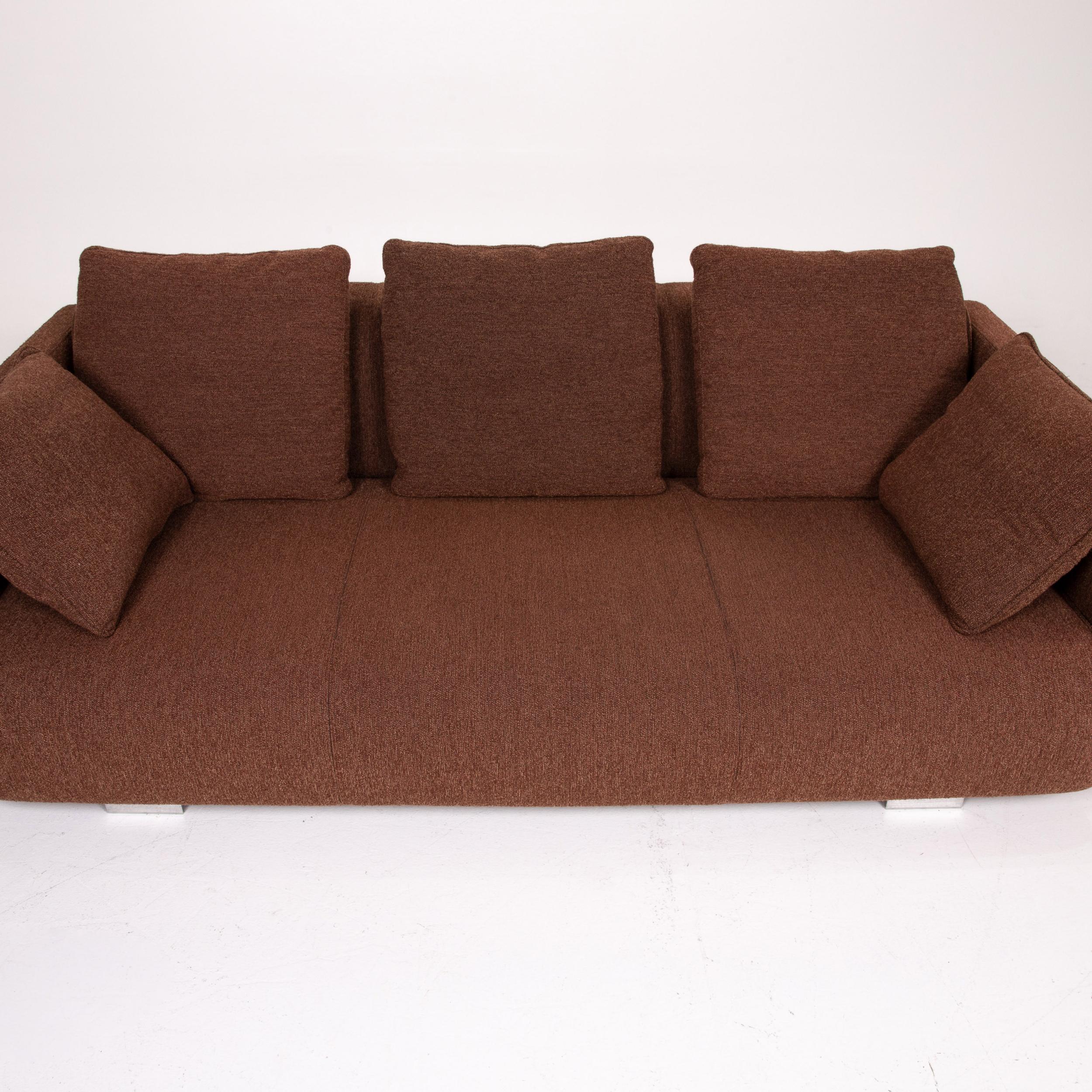 Contemporary Rolf Benz 6300 Fabric Sofa Brown Three-Seat Couch For Sale
