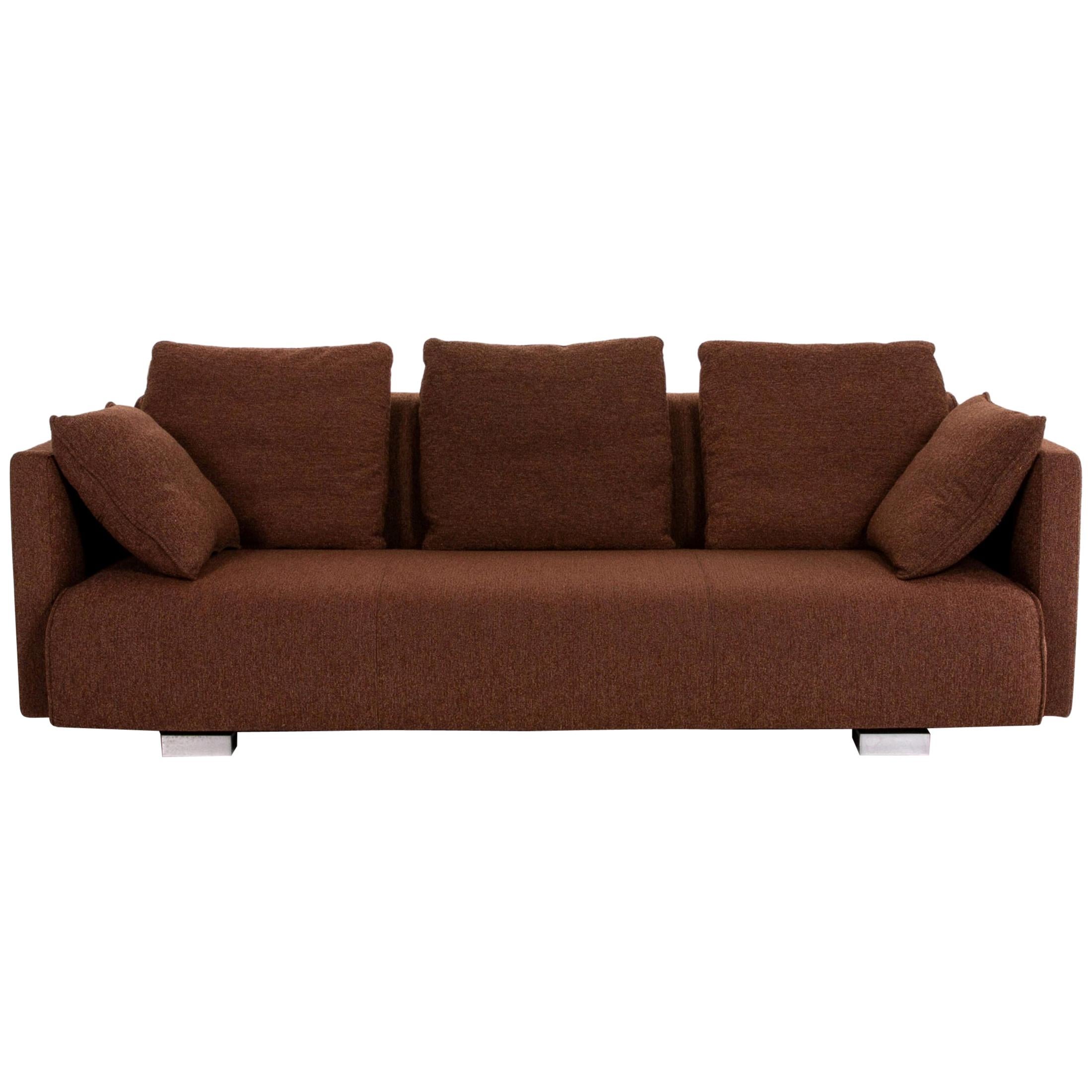 Rolf Benz 6300 Fabric Sofa Brown Three-Seat Couch For Sale