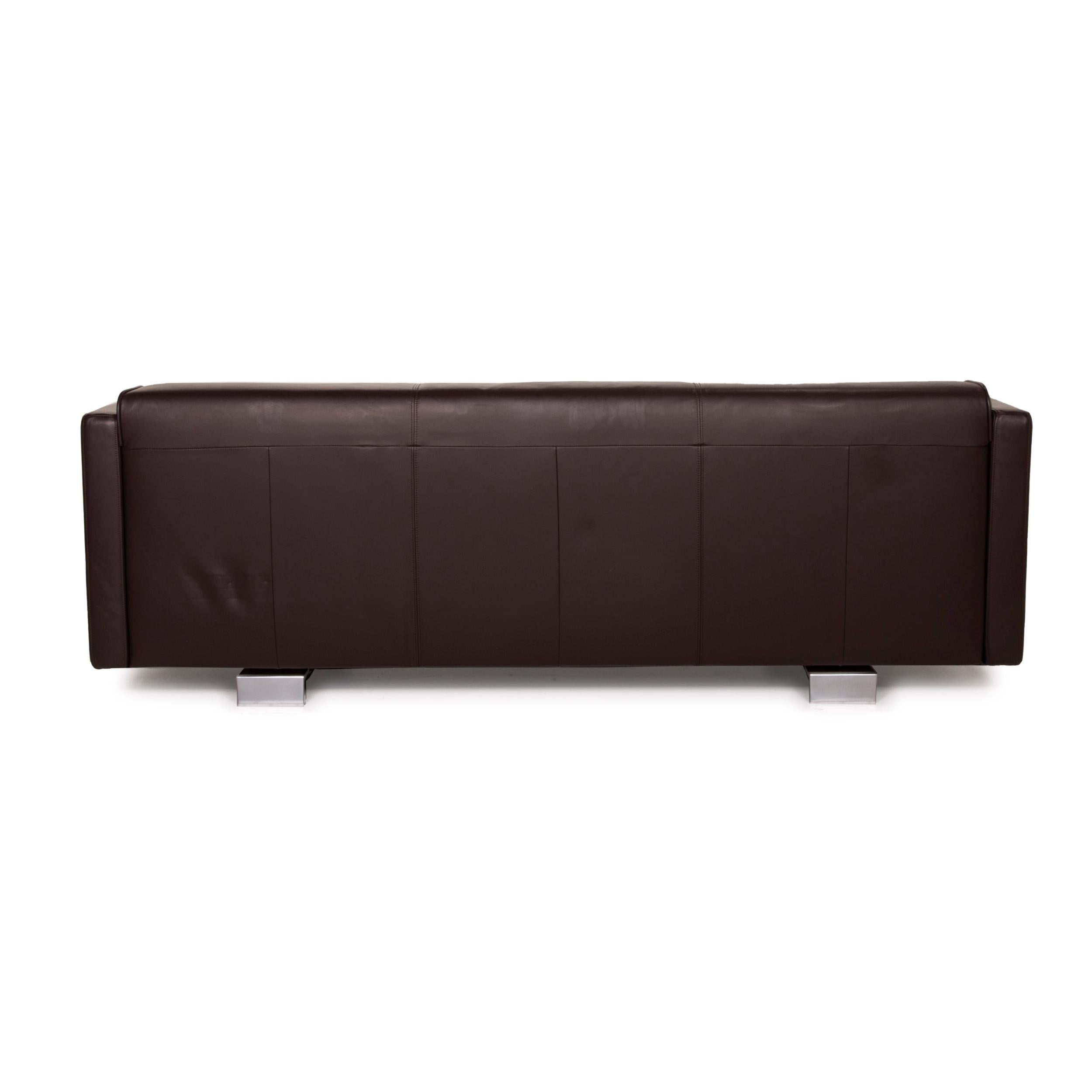 Rolf Benz 6300 Leather Sofa Black Three-Seater For Sale 3