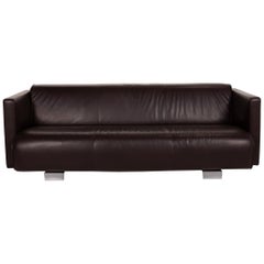 Rolf Benz 6300 Leather Sofa Black Three-Seater