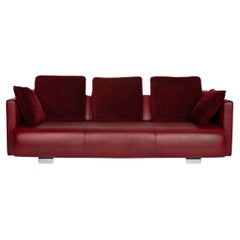Rolf Benz 6300 Leather Sofa Red Three-Seater Couch