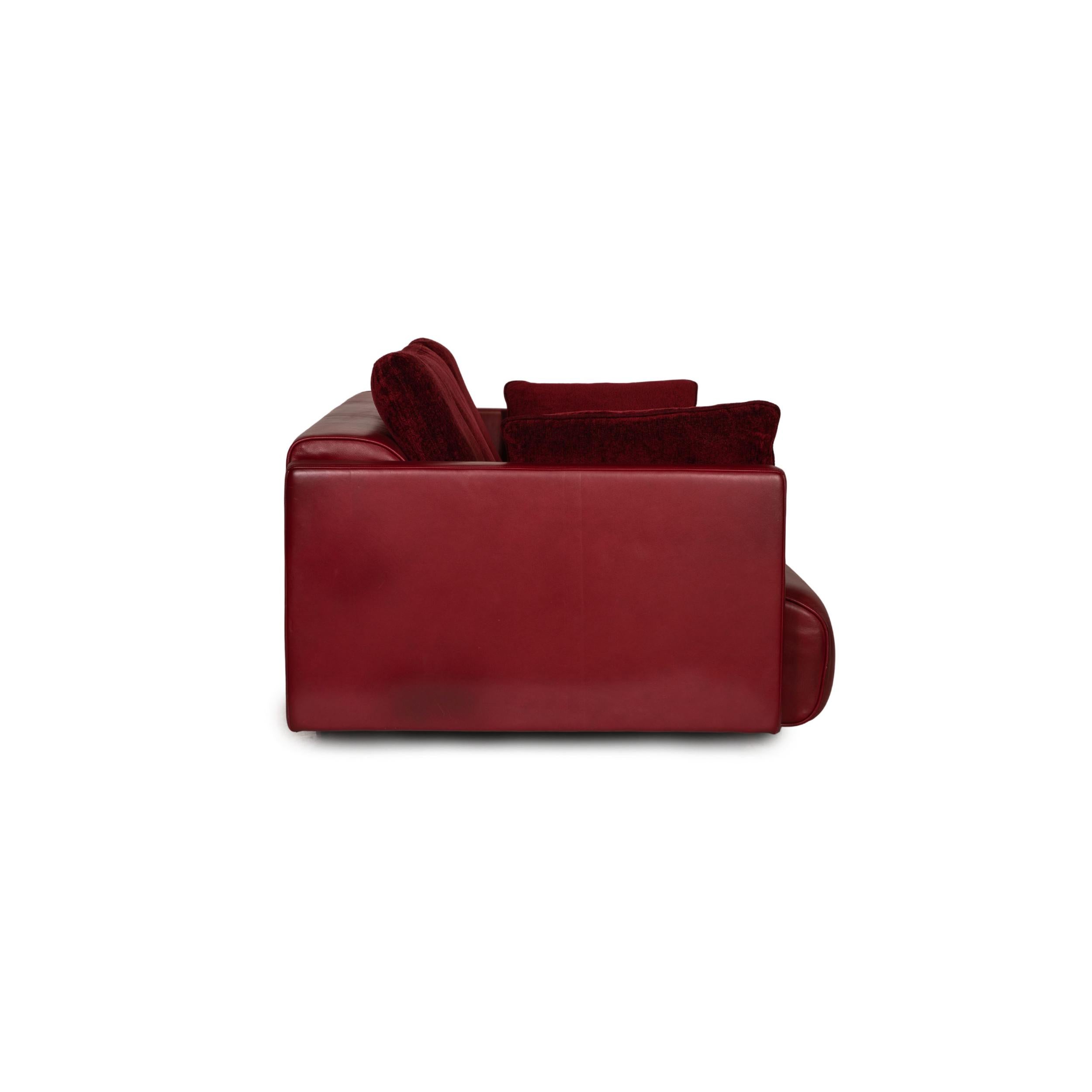Rolf Benz 6300 Leder-Sofa-Set Roter Dreisitzer-Hocker im Angebot 9