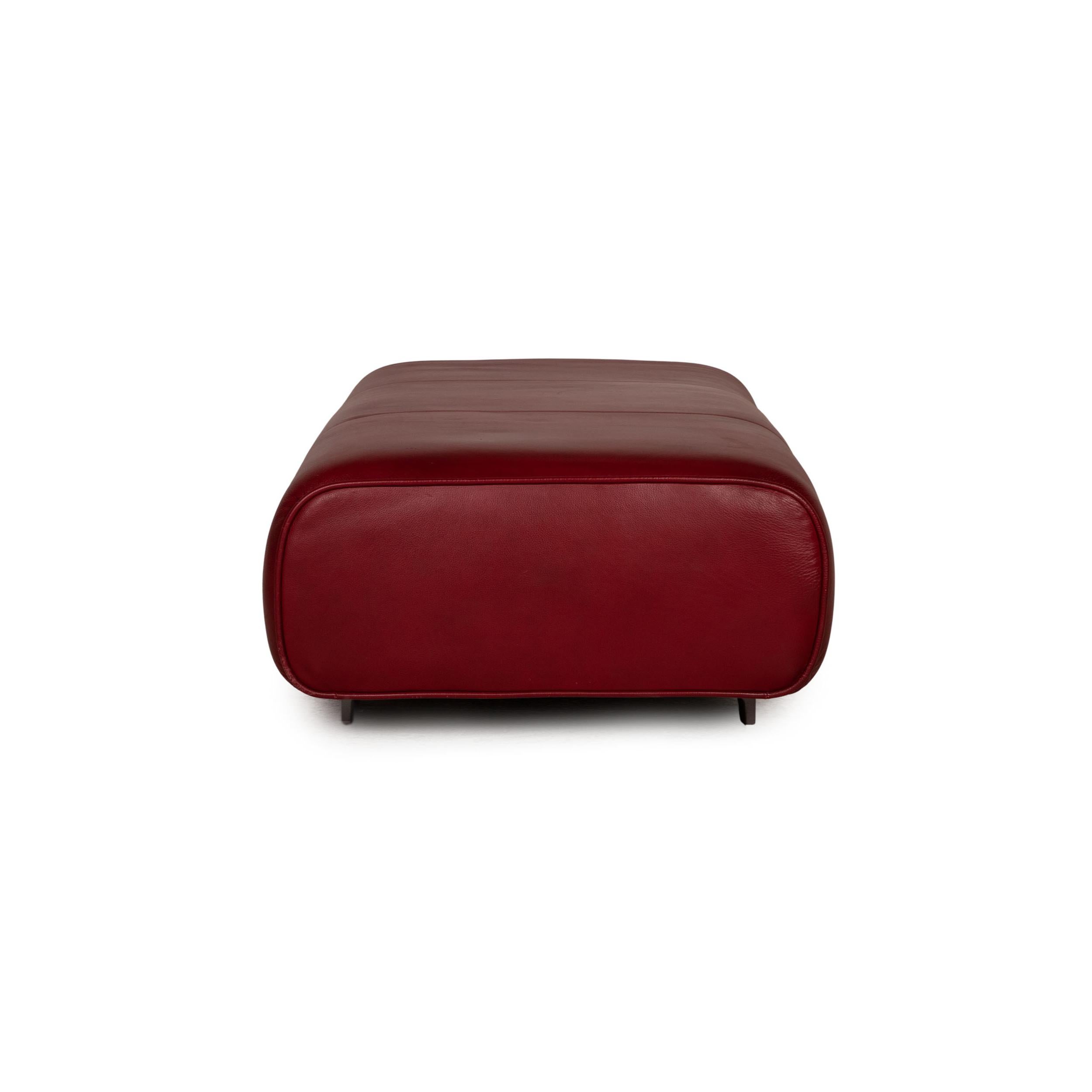 Rolf Benz 6300 Leather Sofa Set Red Three-Seater Stool For Sale 12