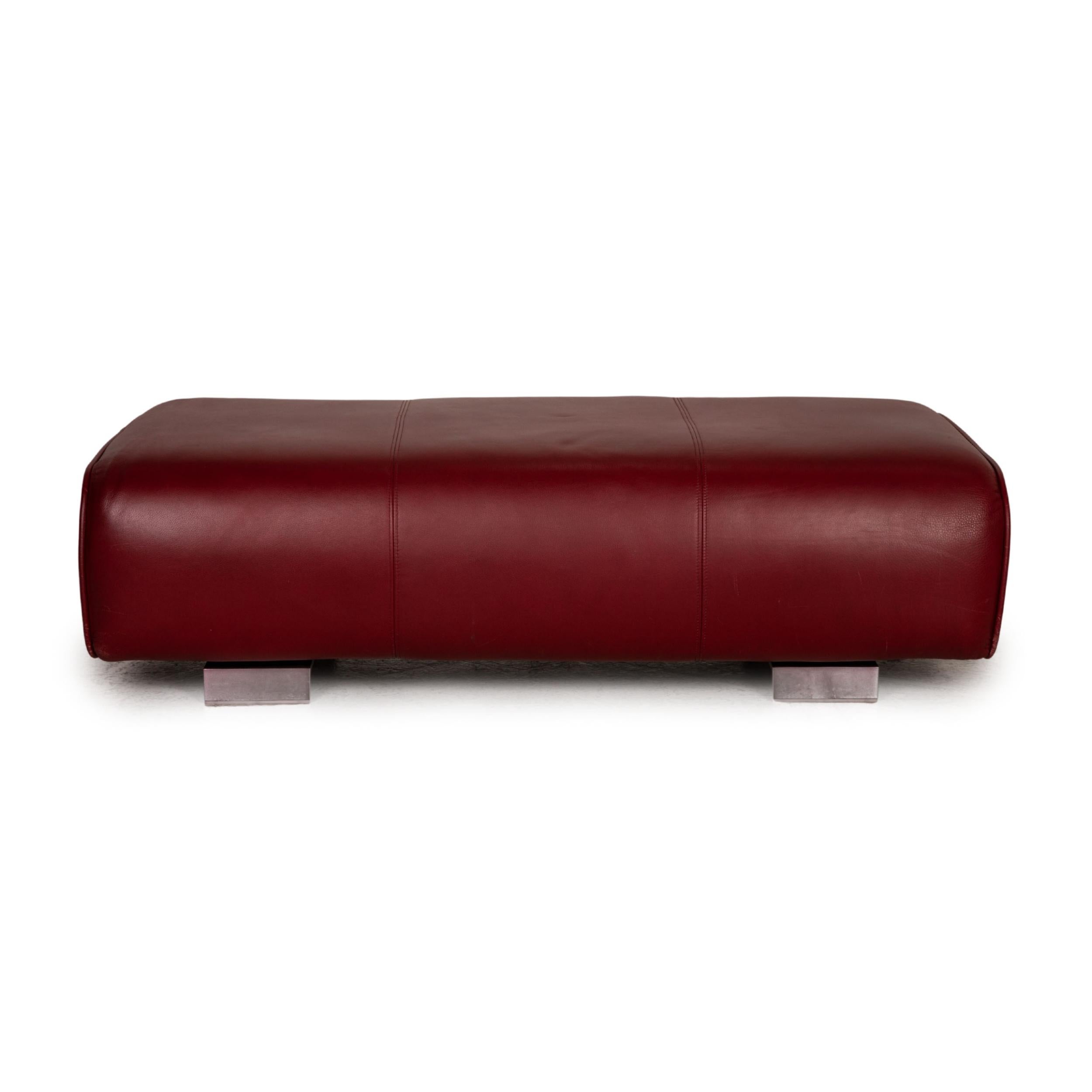 Rolf Benz 6300 Leather Sofa Set Red Three-Seater Stool For Sale 13