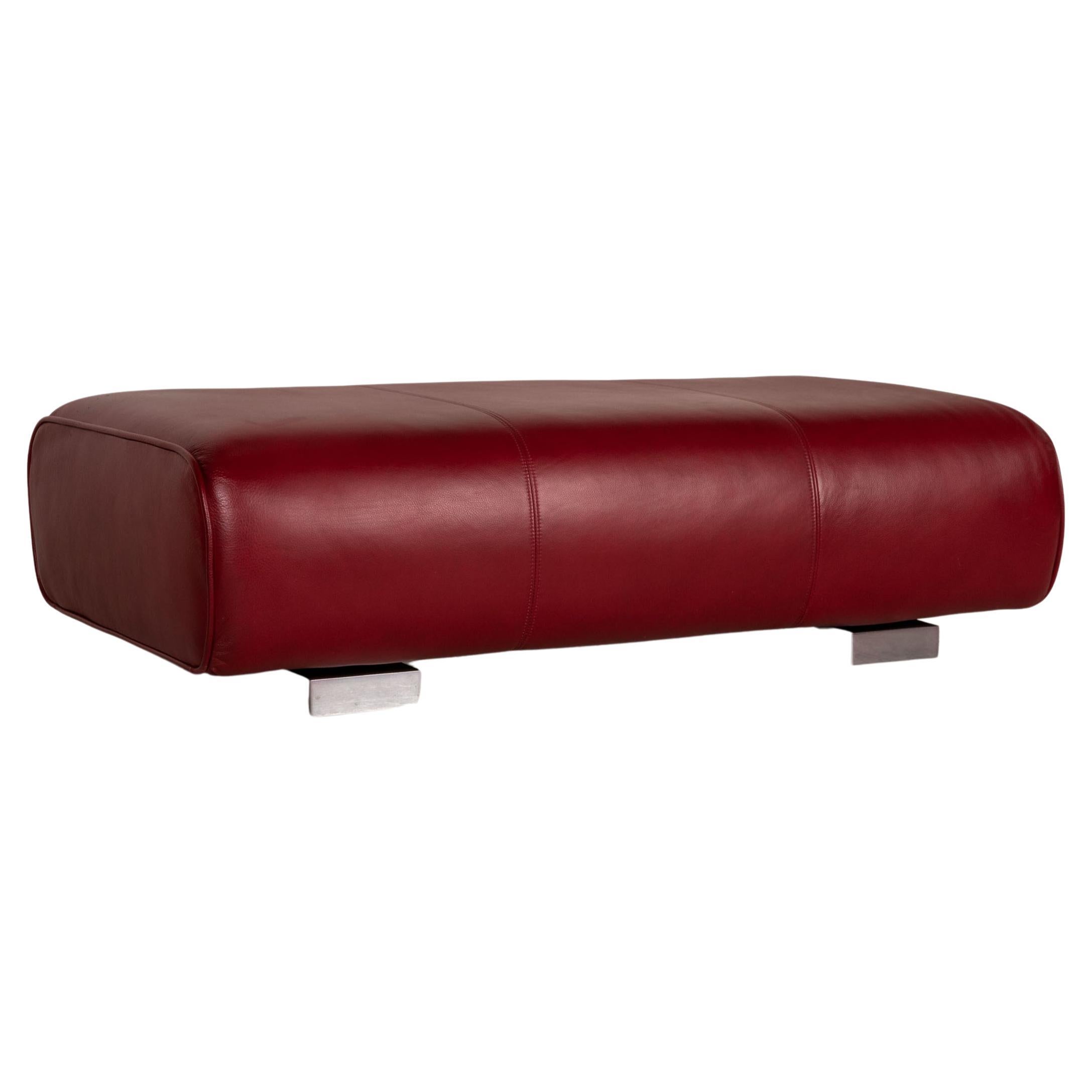 Rolf Benz 6300 Leather Stool Red For Sale