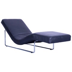 Rolf Benz 650 Designer Leather Sofa Black Chaise Longue