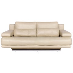 Rolf Benz 6500 Designer Leather Sofa Beige Real Leather Two-Seat Couch