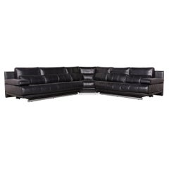 Rolf Benz 6500 Designer Leather Sofa Black Corner Sofa Genuine Leather Couch
