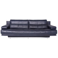 Rolf Benz 6500 Designer Leather Sofa Blue Genuine Leather Three-Seat Couch