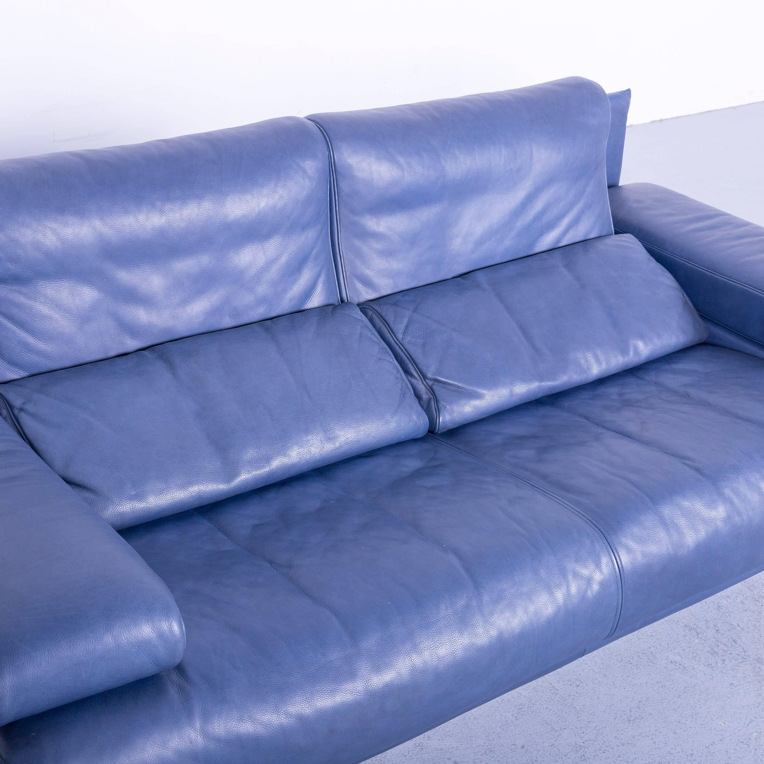 Rolf Benz 6500 Designer Leather Sofa Blue Two-Seat 5