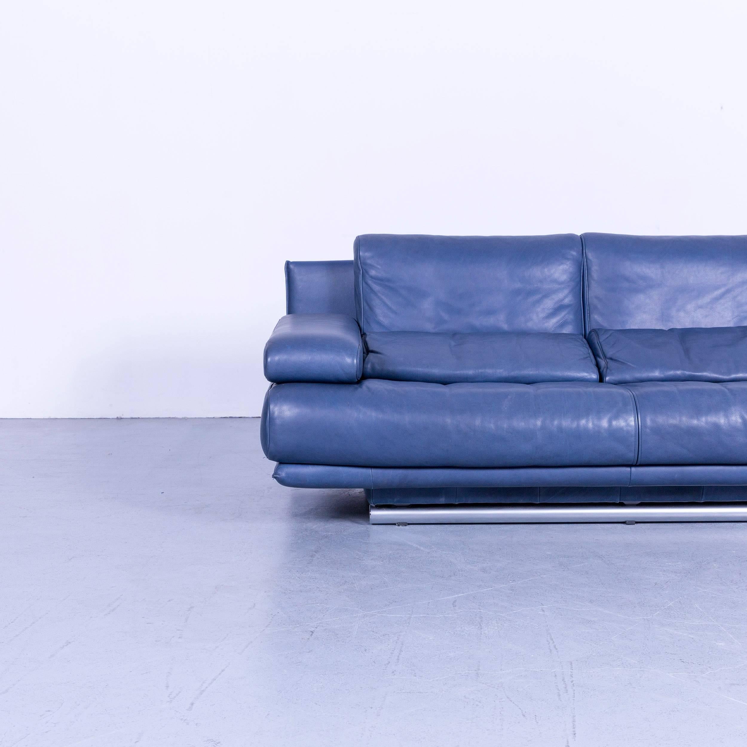 German Rolf Benz 6500 Designer Leather Sofa Blue Two-Seat