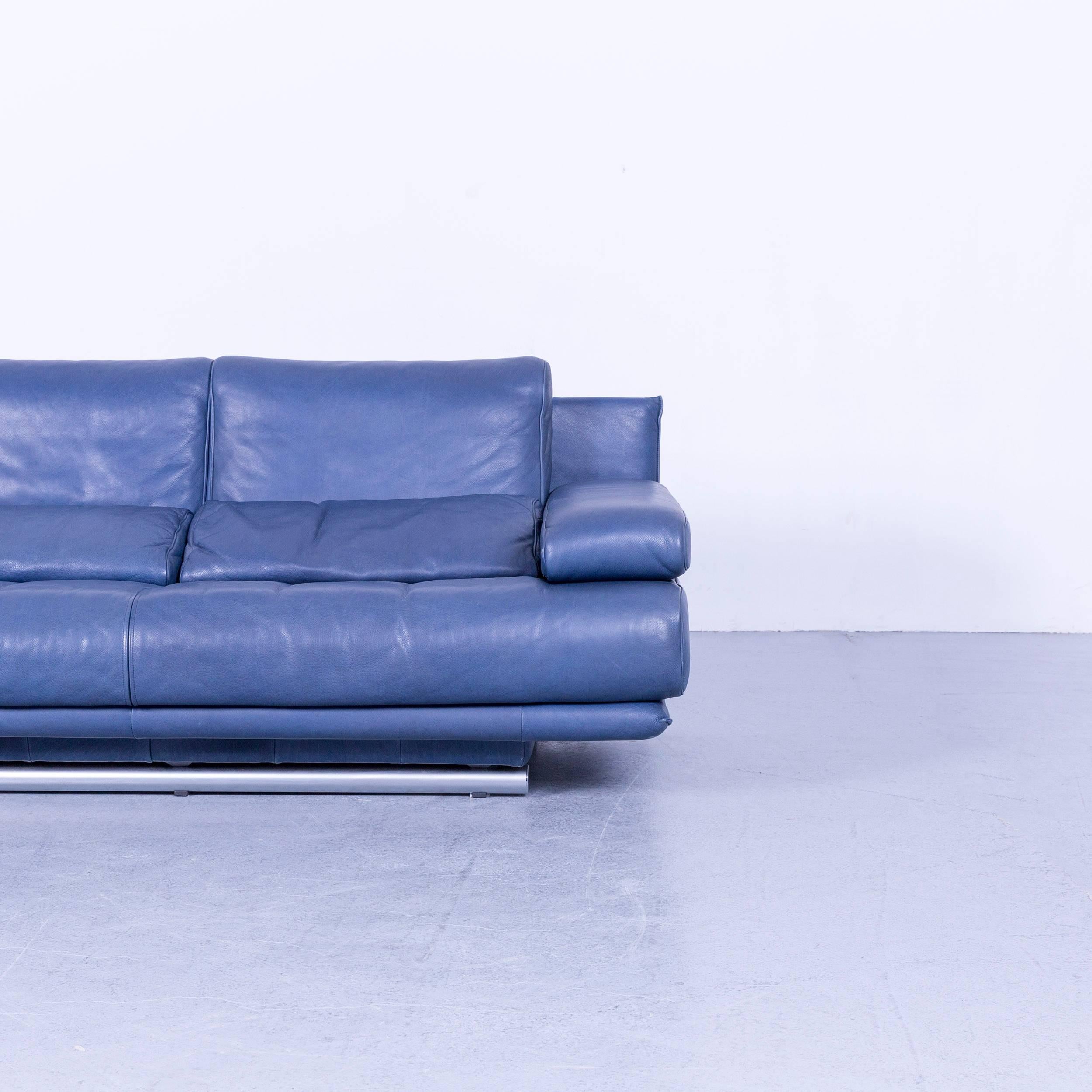 Rolf Benz 6500 Designer Leather Sofa Blue Two-Seat In Fair Condition In Cologne, DE