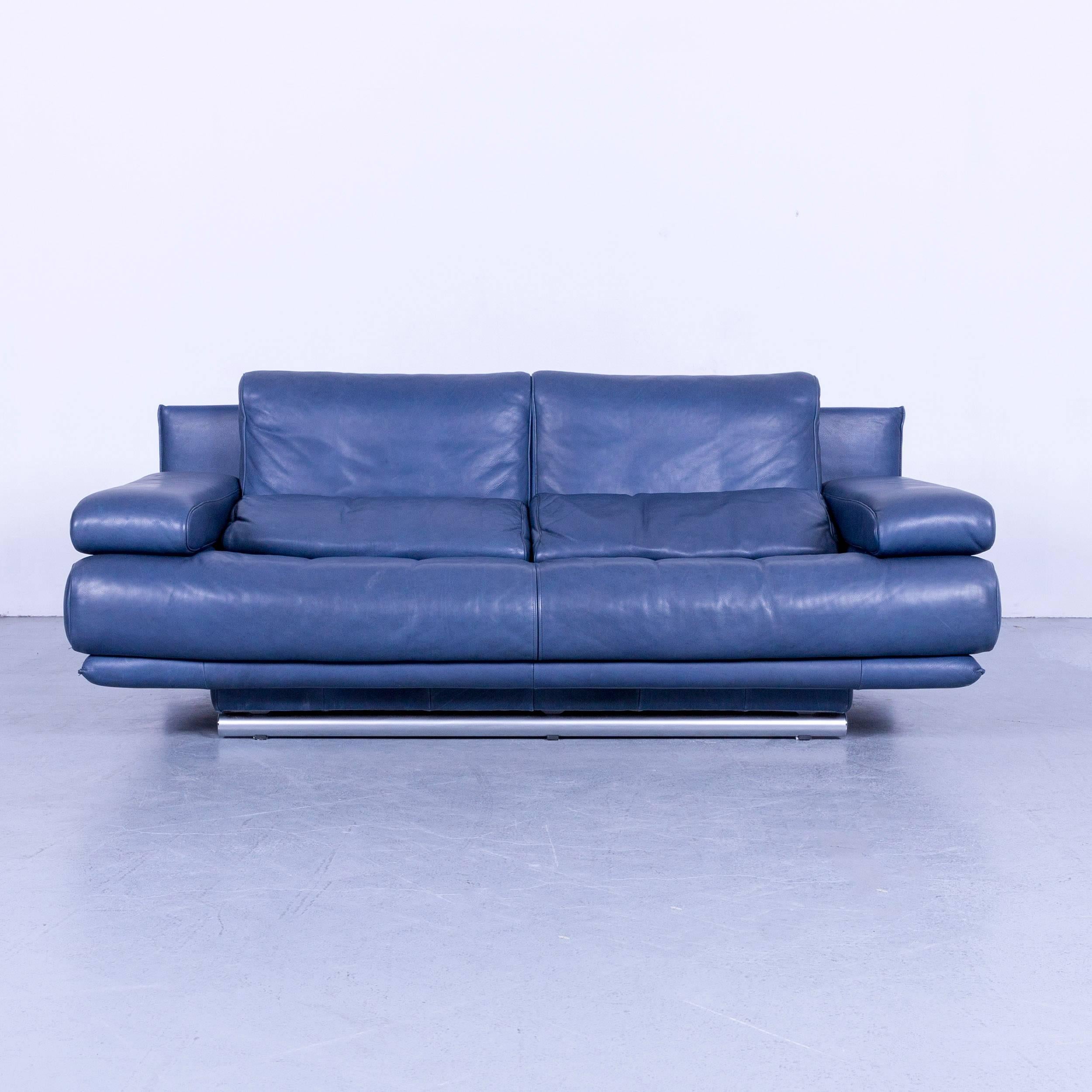 Contemporary Rolf Benz 6500 Designer Leather Sofa Blue Two-Seat