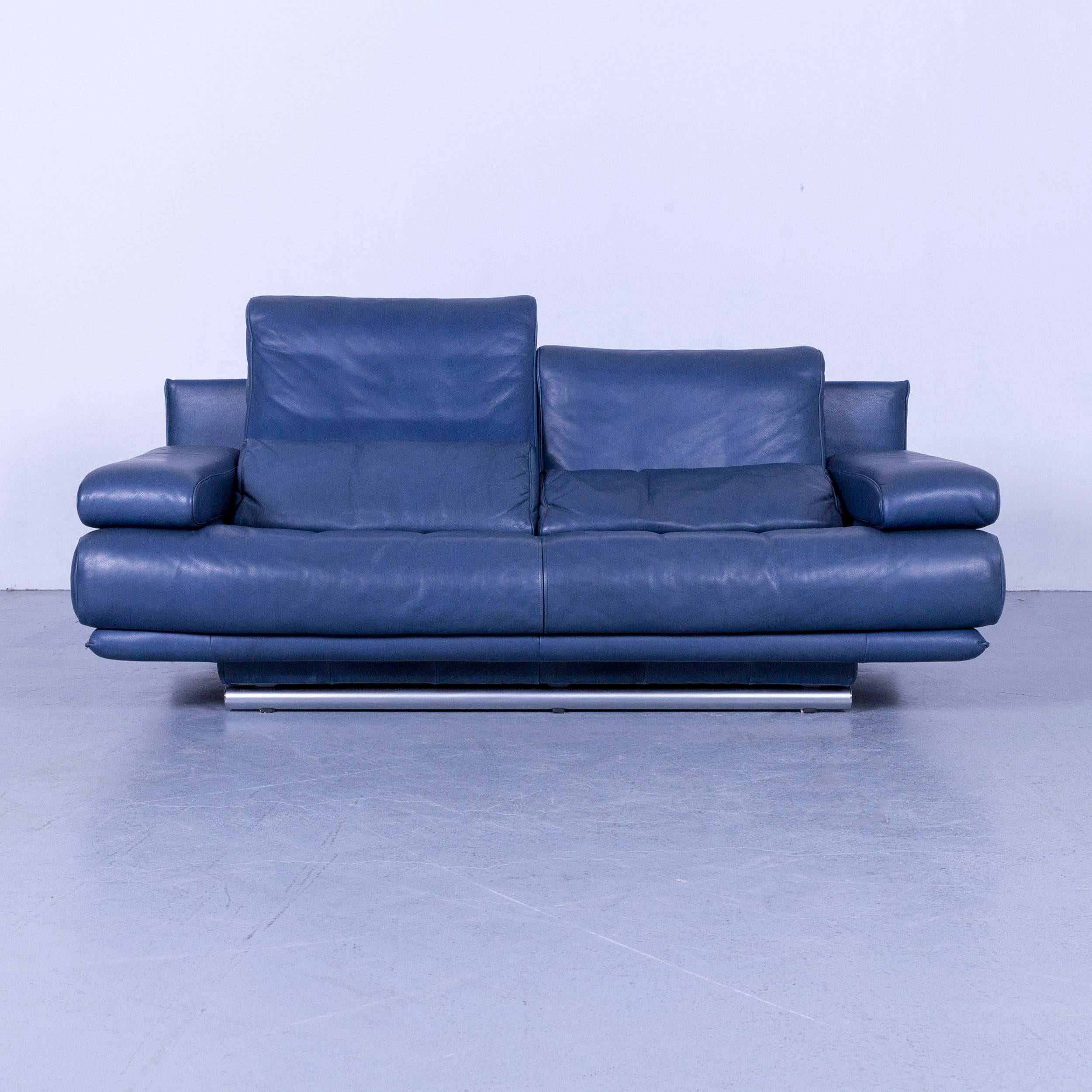 Rolf Benz 6500 Designer Leather Sofa Blue Two-Seat 1