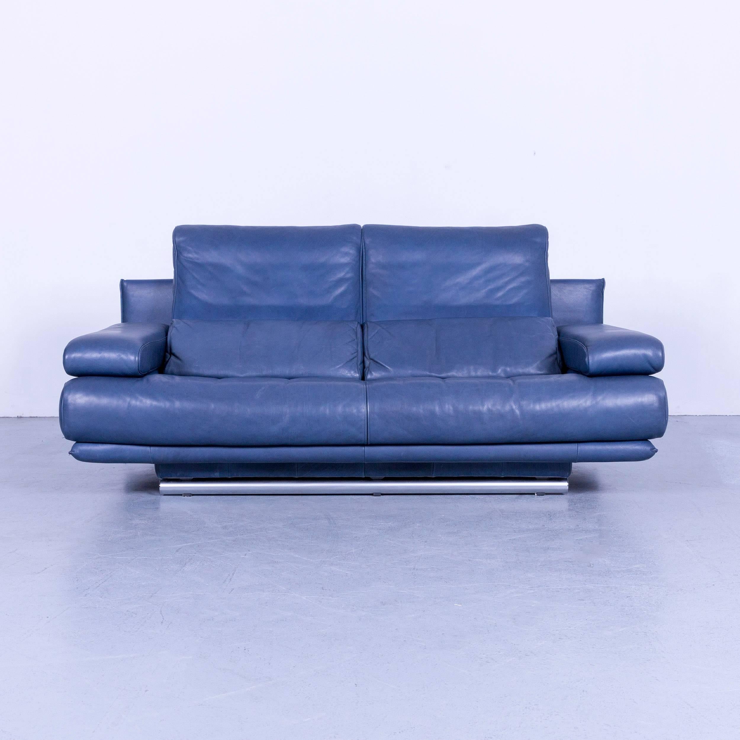 Rolf Benz 6500 Designer Leather Sofa Blue Two-Seat 2