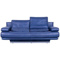 Rolf Benz 6500 Designer Leather Sofa Blue Two-Seat
